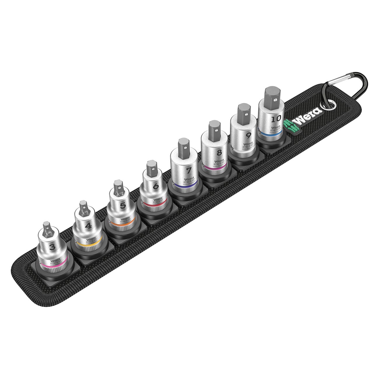 Wera 3/8GÇ¦ Drive Metric Hex-Plus Bit Set on Storage Belt (8 Piece Set)