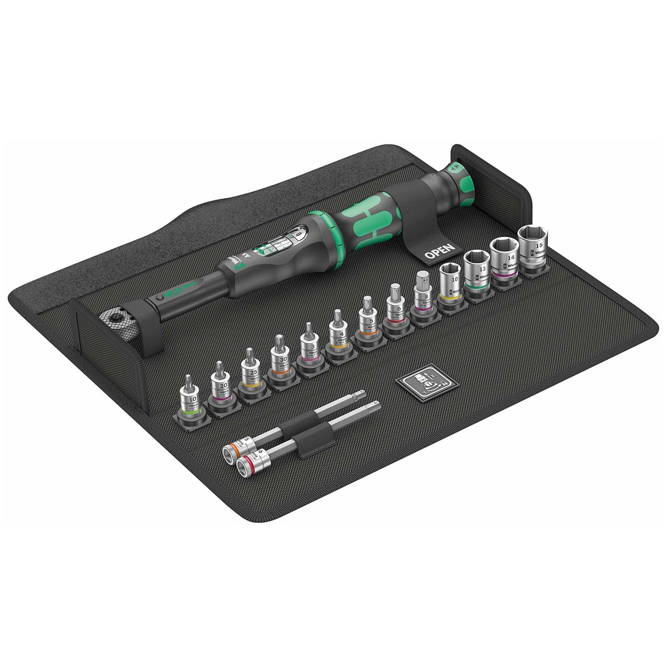 Wera 1/4" Drive Metric Torque Wrench/Bit Set for Bicycles/E-bikes - 2.5-25 Nm (16 Piece)
