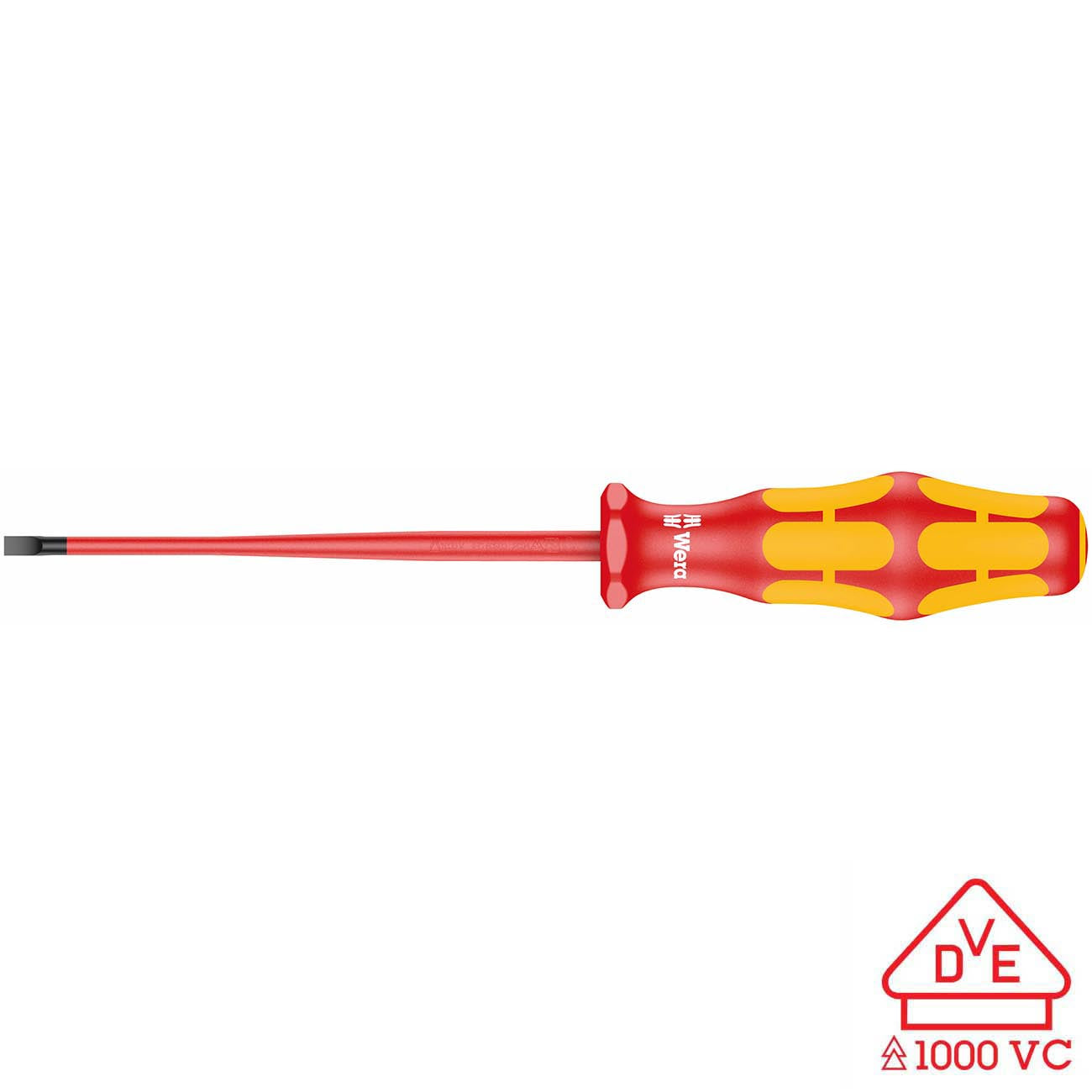 Wera VDE Insulated Screwdriver: Slotted 3.5 x 100mm (with Reduced Shaft Diameter)