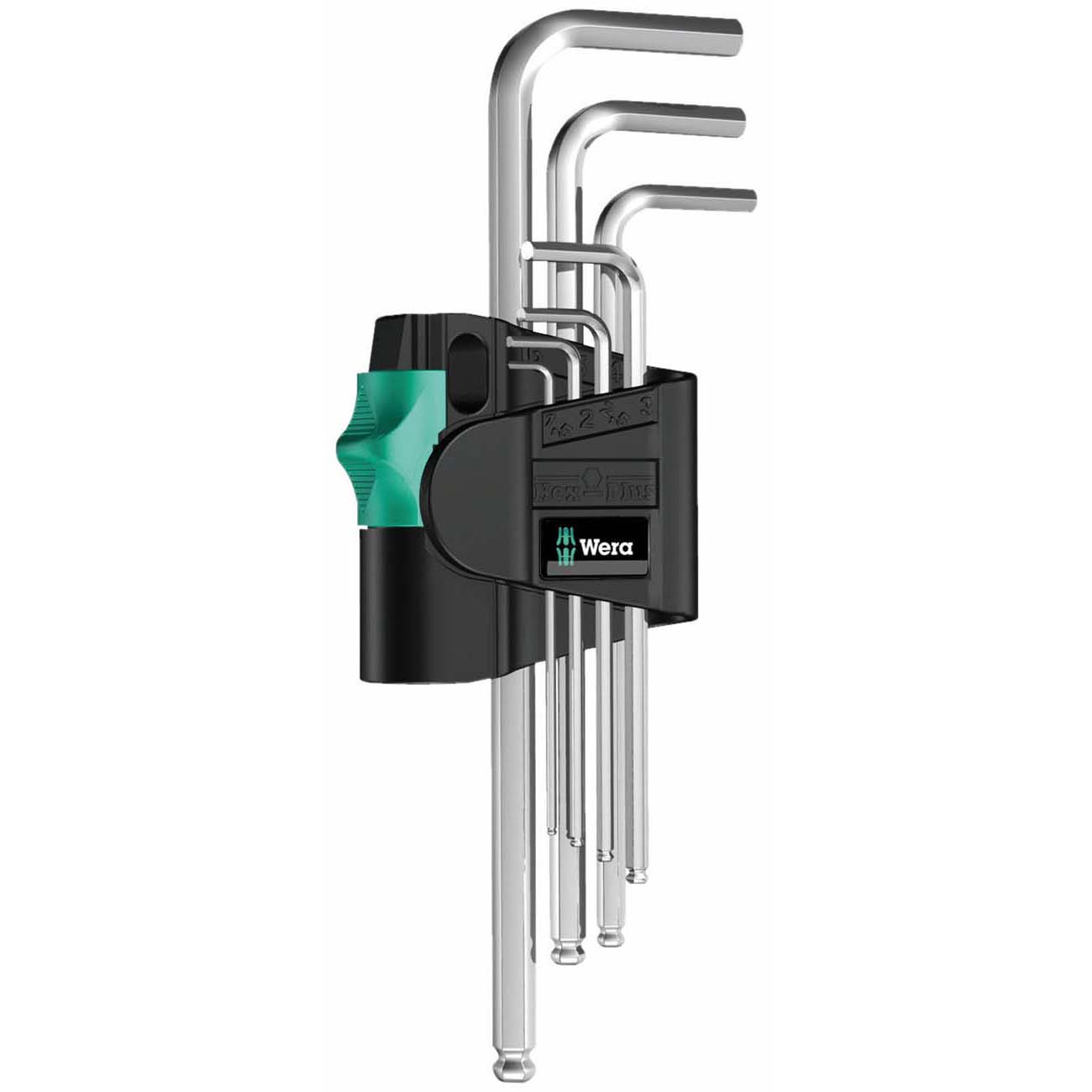 Wera Metric Hex-Plus Chrome-Plated Stainless Steel Long Shaft L-Key Wrench (7-Piece)