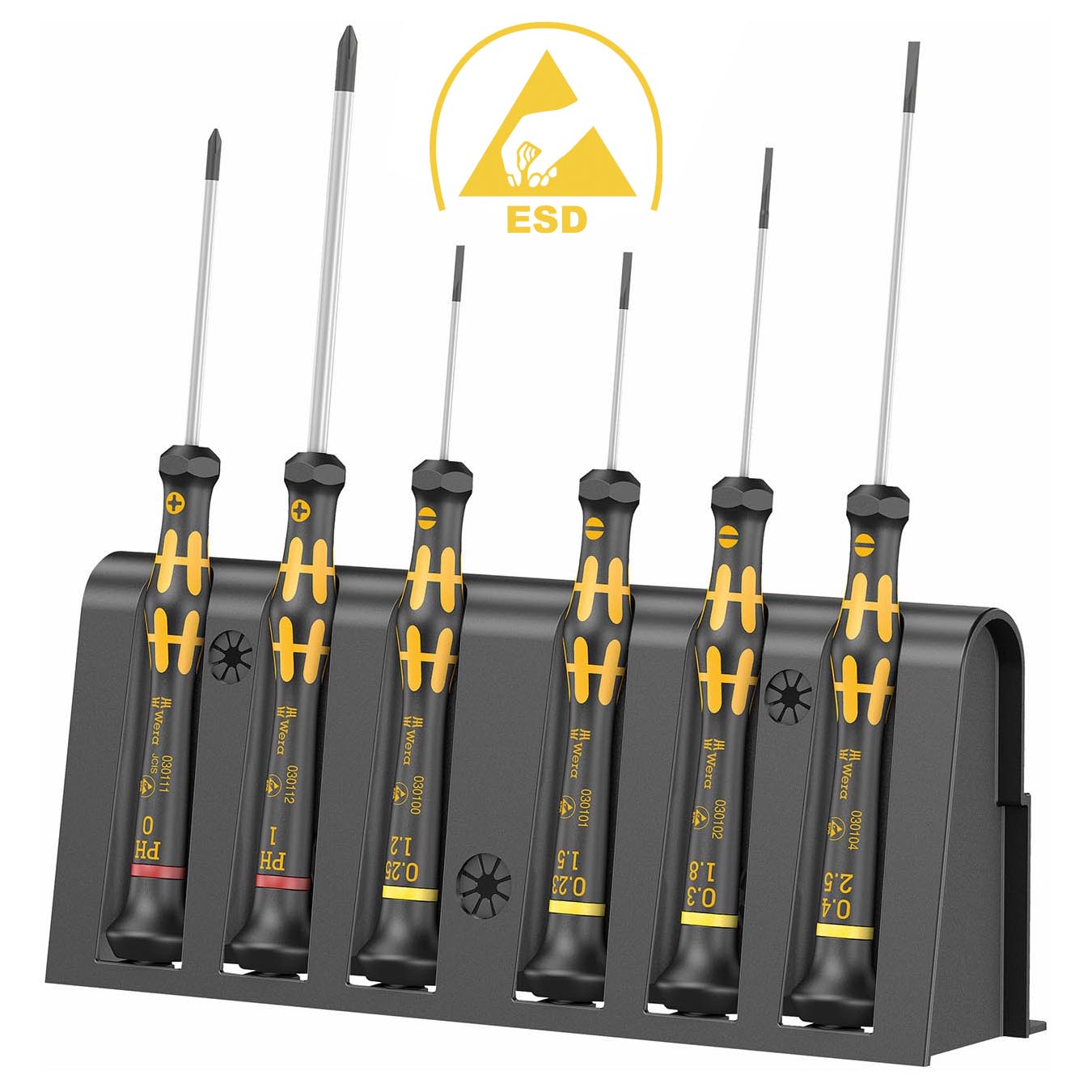 Wera ESD-Safe Micro Precision Screwdriver Set and Rack (6 Piece)