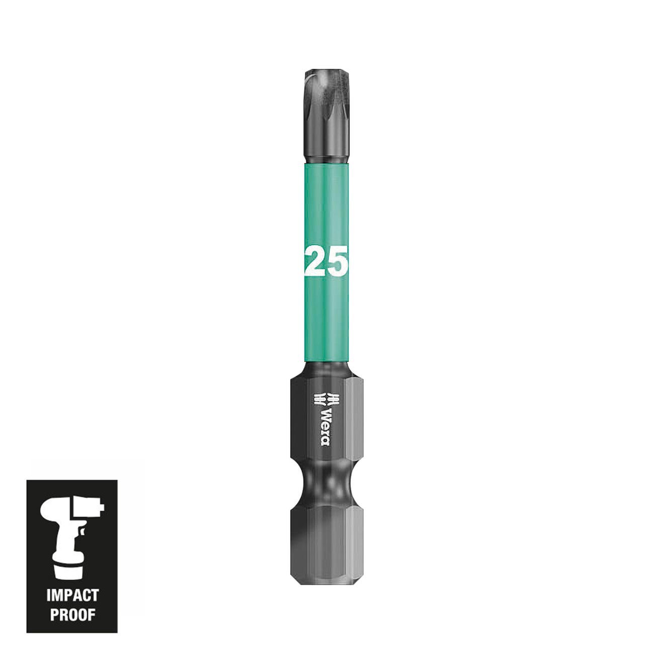 Wera Diamond Coated Impaktor 1/4GÇ¦ Drive TORX Bit: TX #25 Bit x 50mm