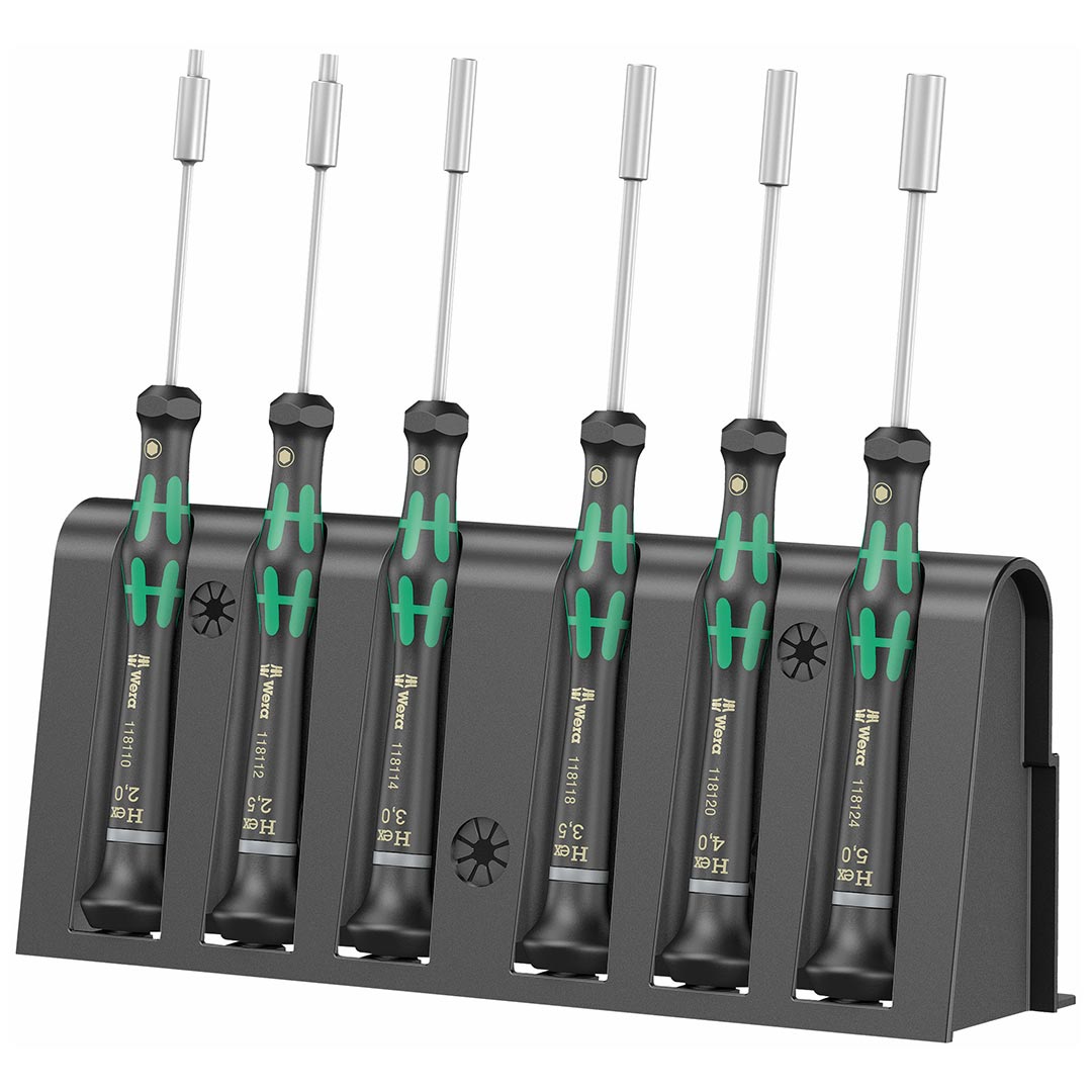 Wera Micro Precision Metric Nutdriver Set and Rack (6-Piece Set)