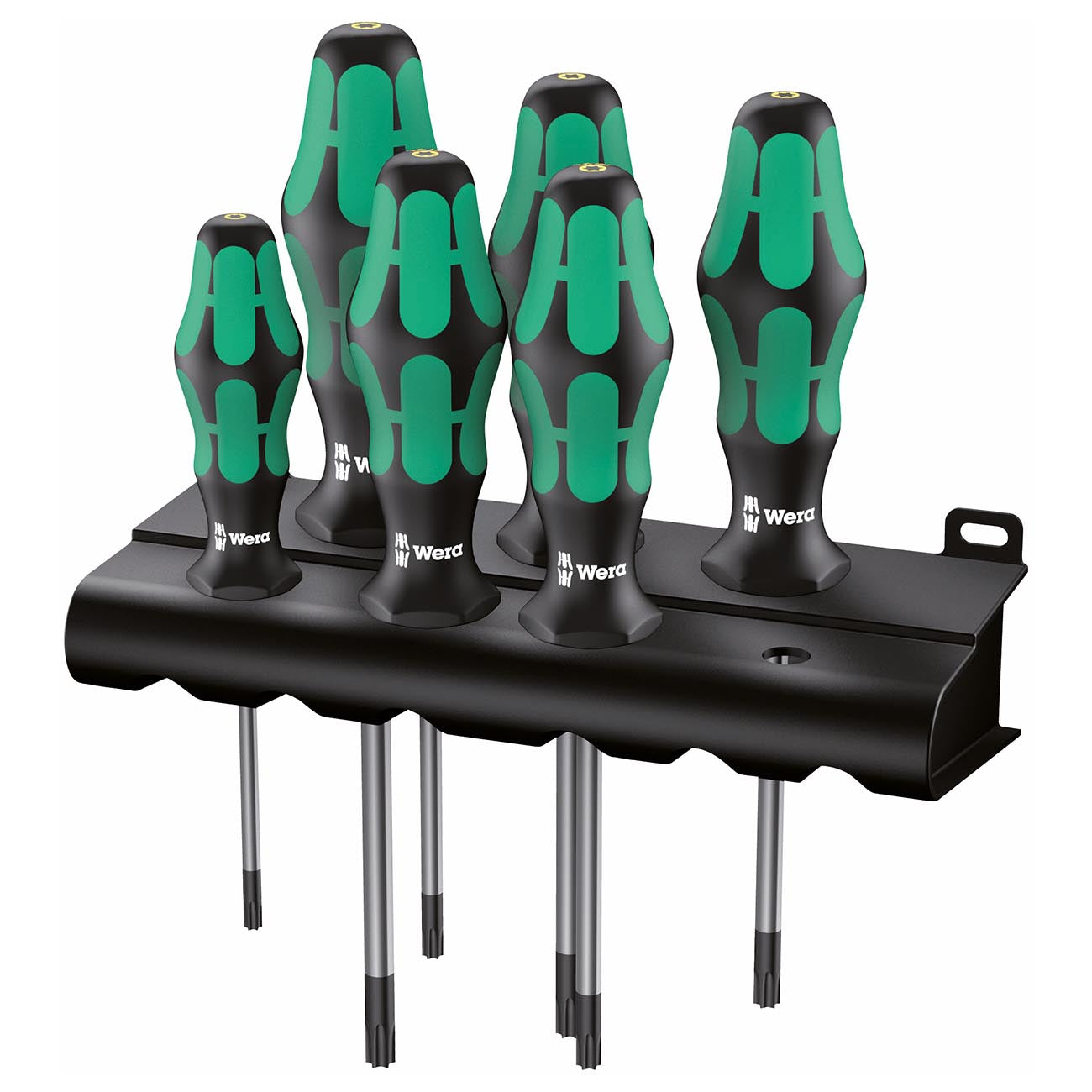 Wera Torx BO Safety Screwdriver Set and Rack with Bore Hole (6 Piece Set)