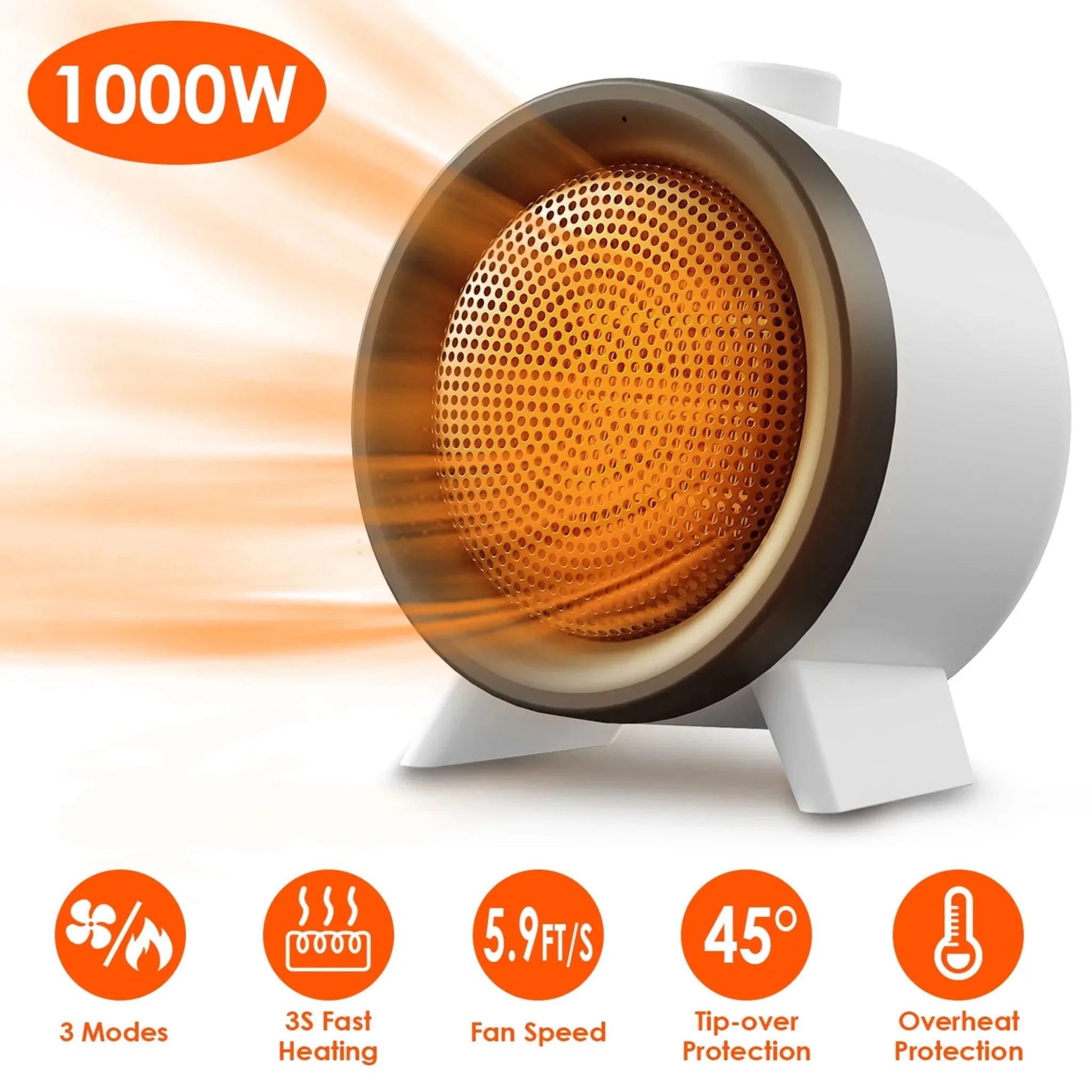 1000W Electric Space Heater Ceramic Heater Fan Heating Fan - Clinch River Fishing USA