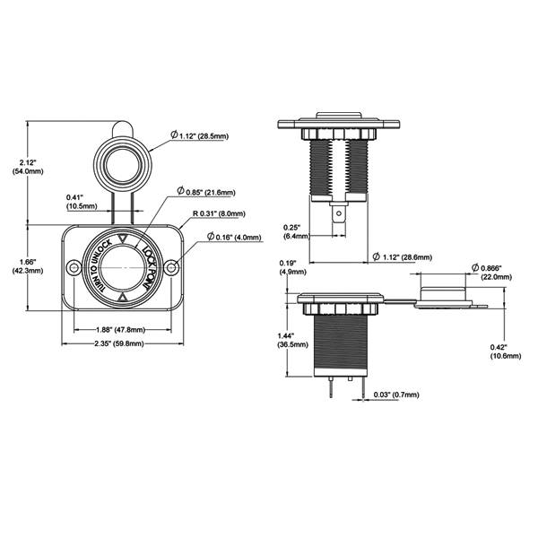 Blue Seas 12V Dash Socket