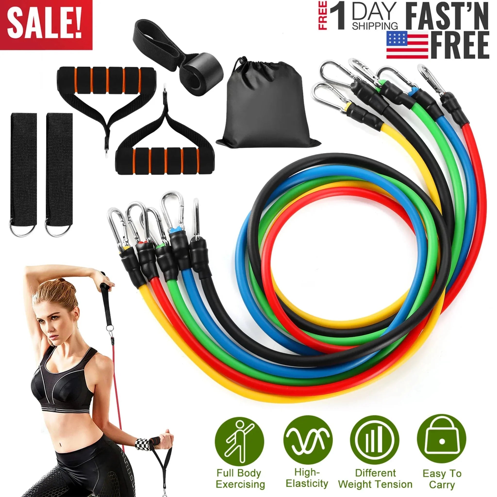 11Pcs Resistance Bands Set - Clinch River Fishing USA