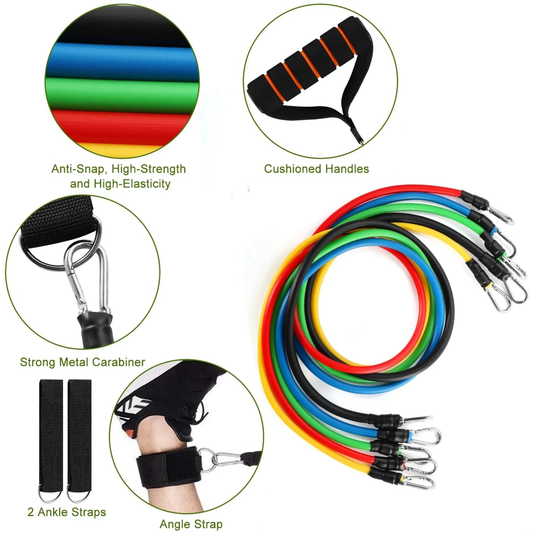 11Pcs Resistance Bands Set - Clinch River Fishing USA