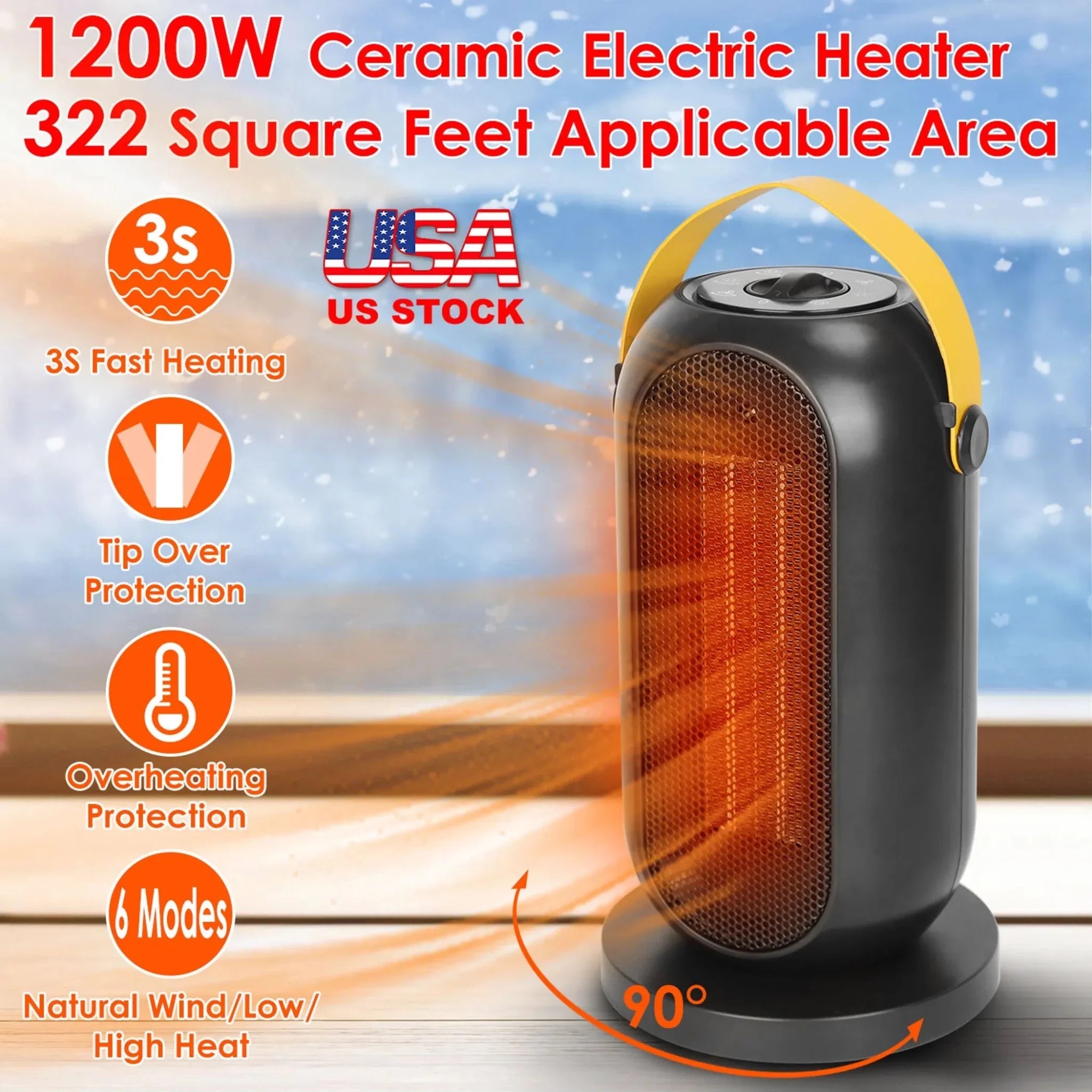 1200W Portable Electric Fan Heater - Clinch River Fishing USA