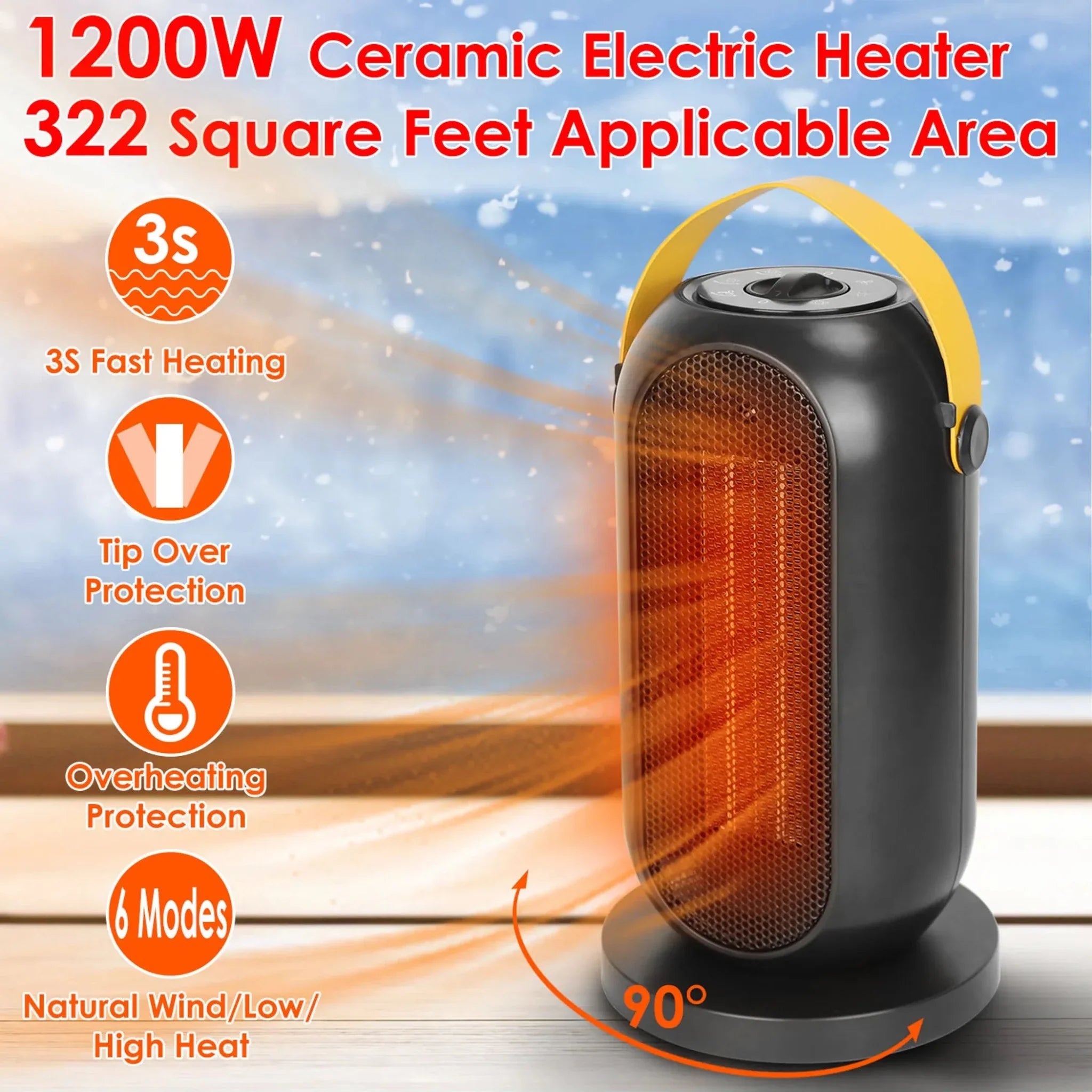1200W Portable Electric Fan Heater - Clinch River Fishing USA