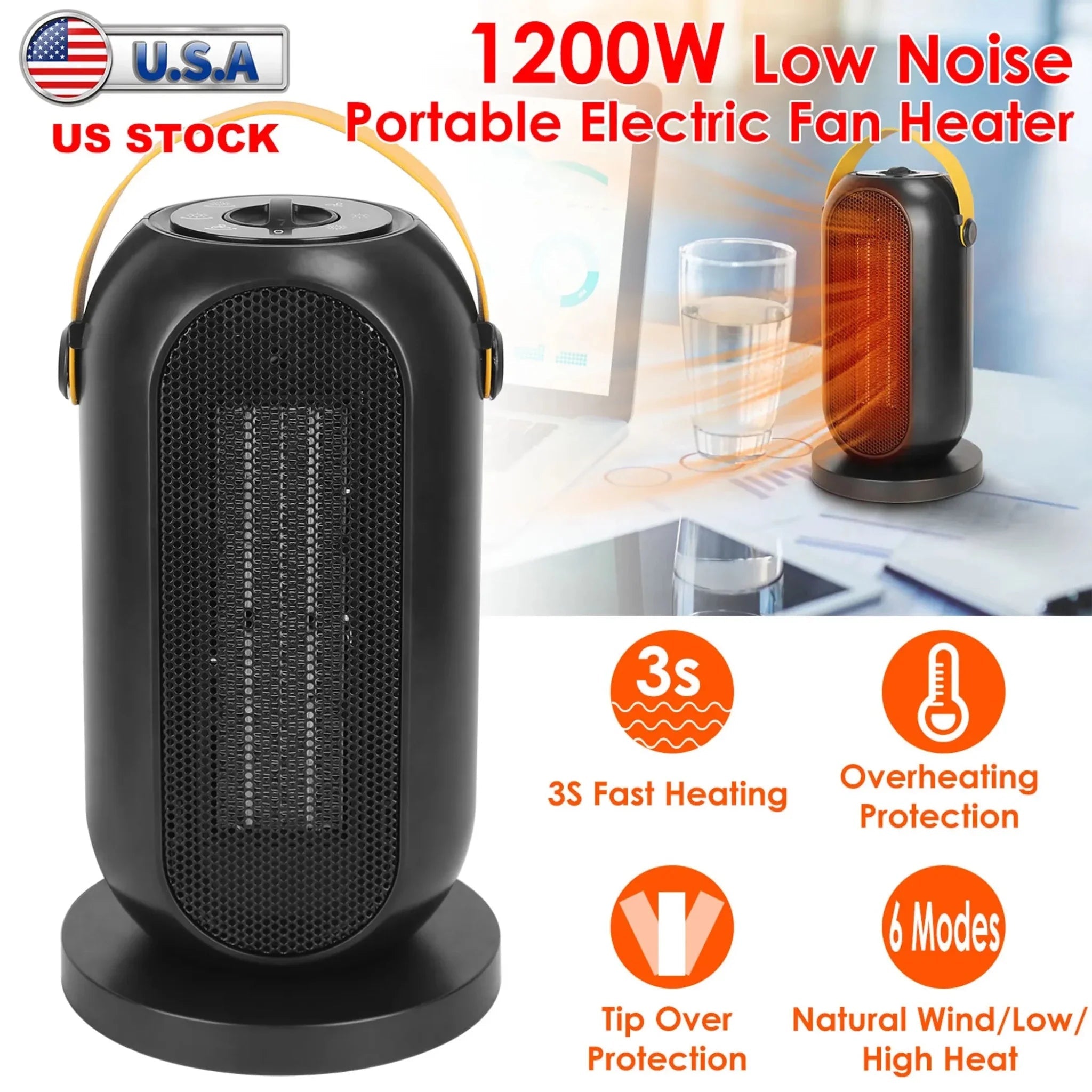 1200W Portable Electric Fan Heater - Clinch River Fishing USA
