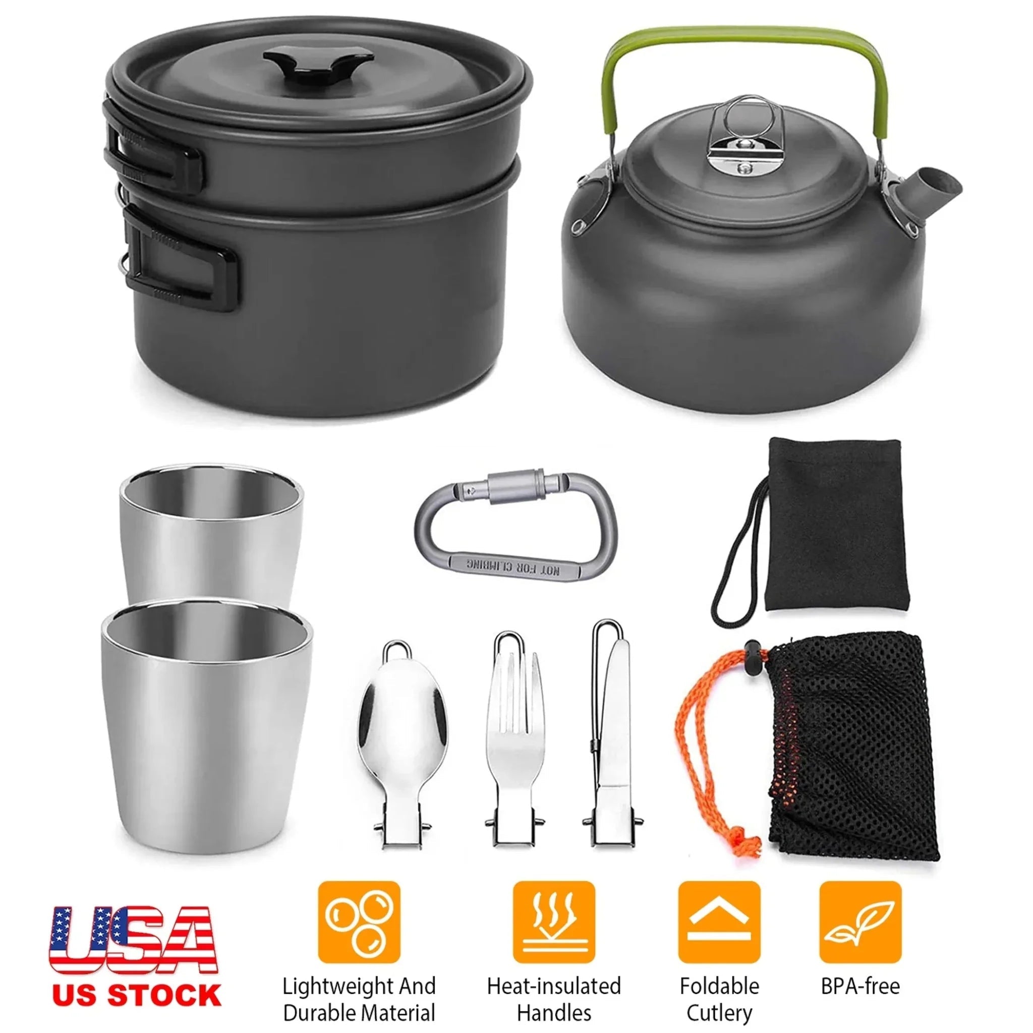 12Pcs Camping Cookware Set - Clinch River Fishing USA