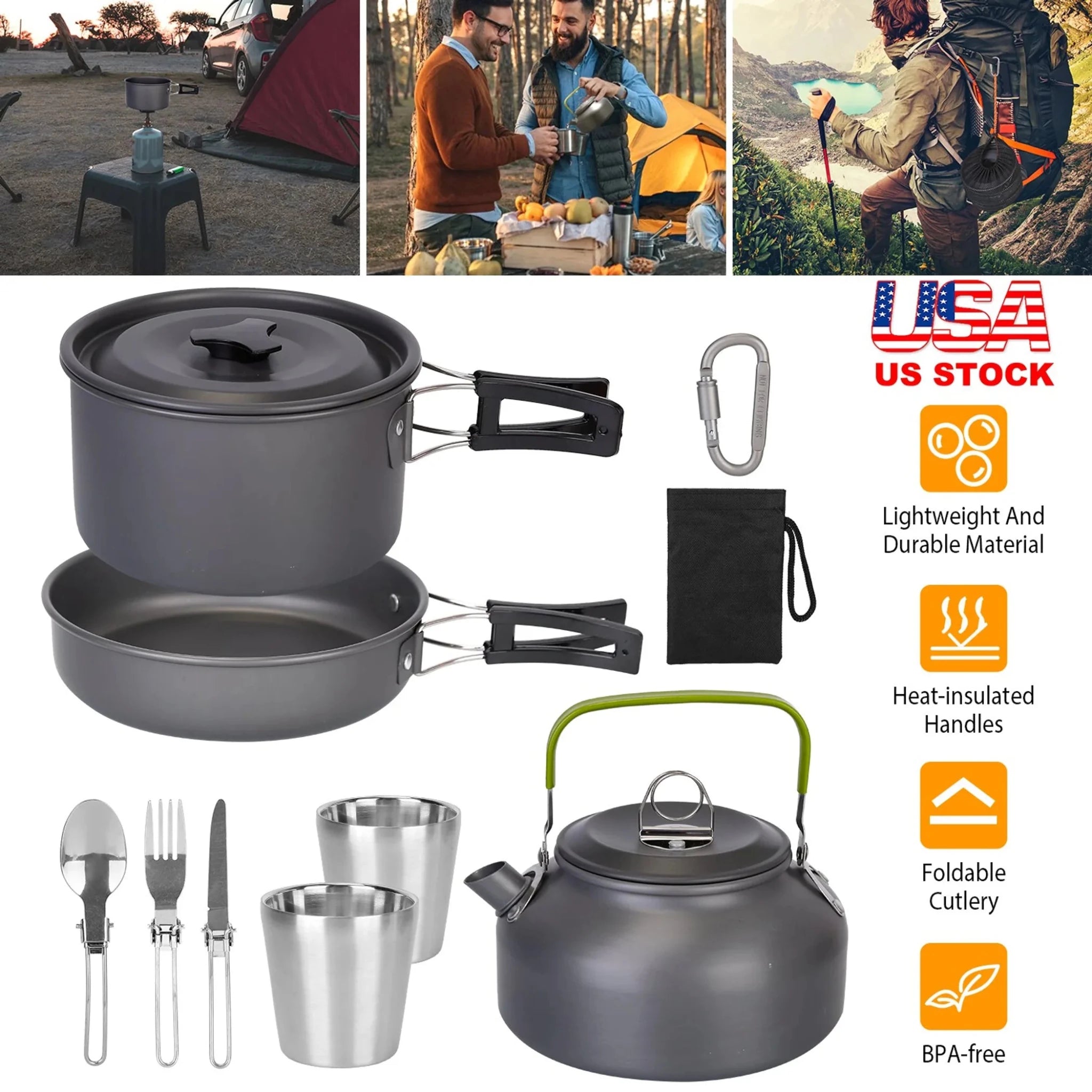 12Pcs Camping Cookware Set - Clinch River Fishing USA