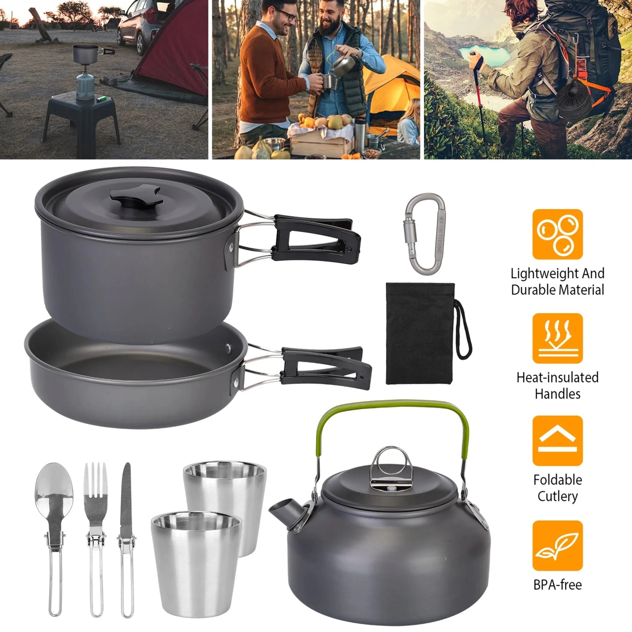 12Pcs Camping Cookware Set - Clinch River Fishing USA