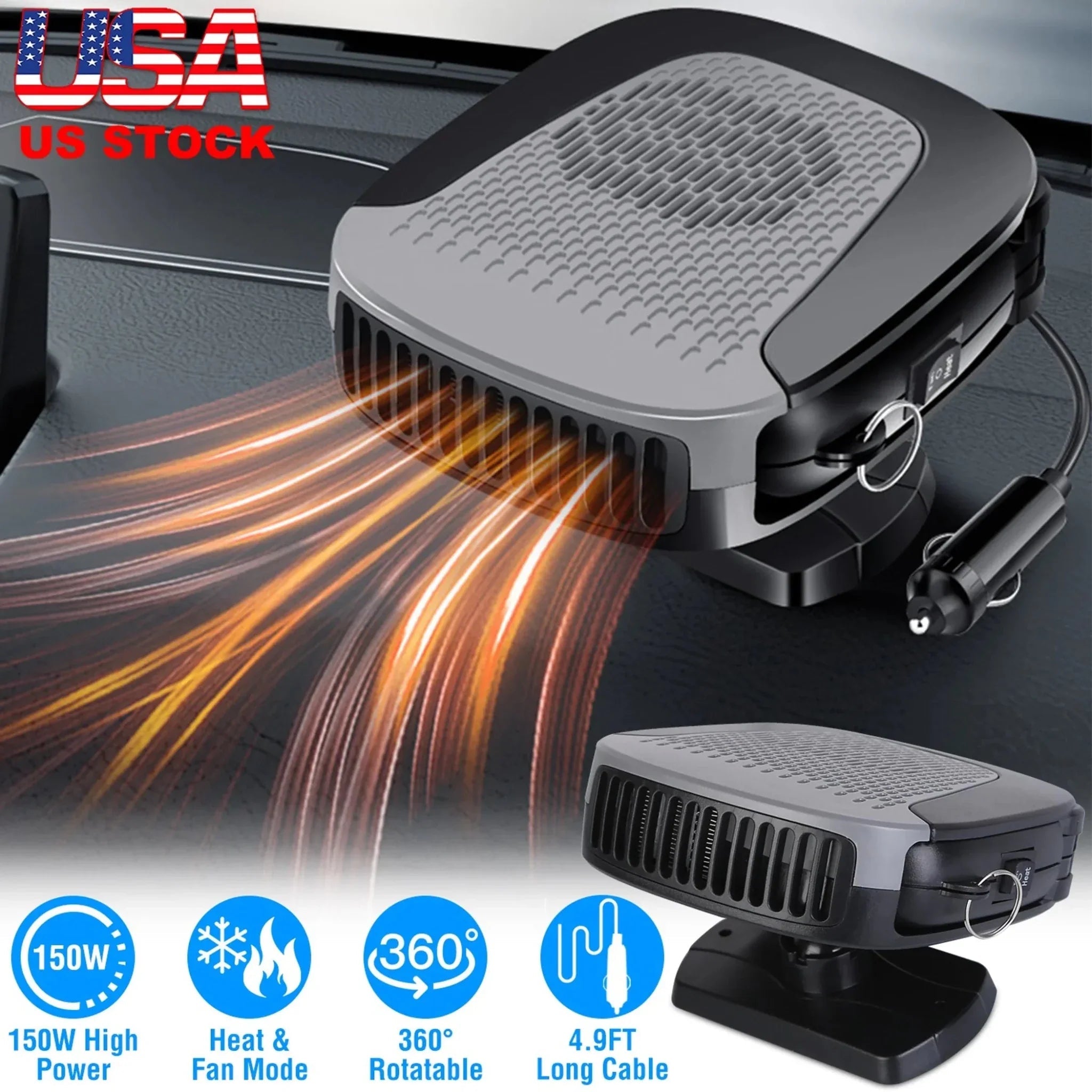 12V 150W Portable Car Auto Heater - Clinch River Fishing USA