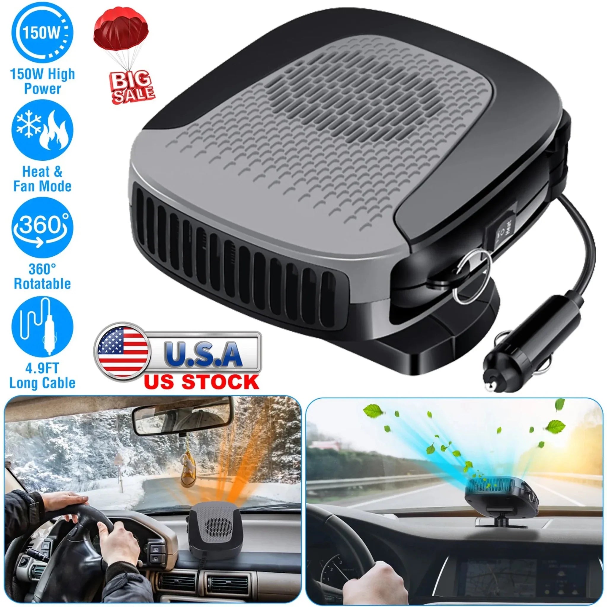 12V 150W Portable Car Auto Heater - Clinch River Fishing USA