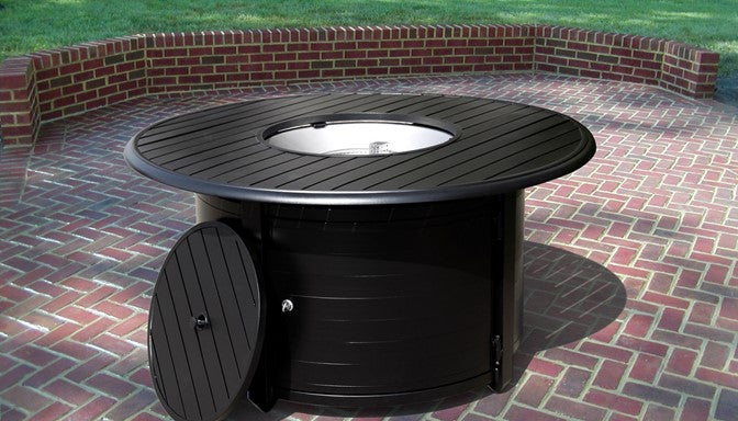 Round Slatted Cast Aluminum Fire Pit
