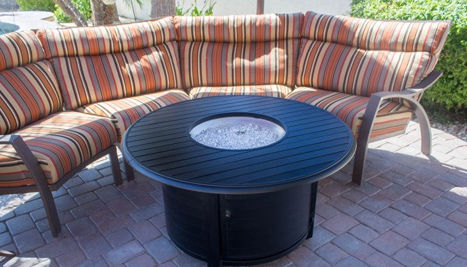 Round Slatted Cast Aluminum Fire Pit