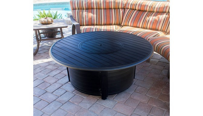 Round Slatted Cast Aluminum Fire Pit