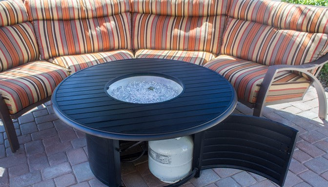 Round Slatted Cast Aluminum Fire Pit