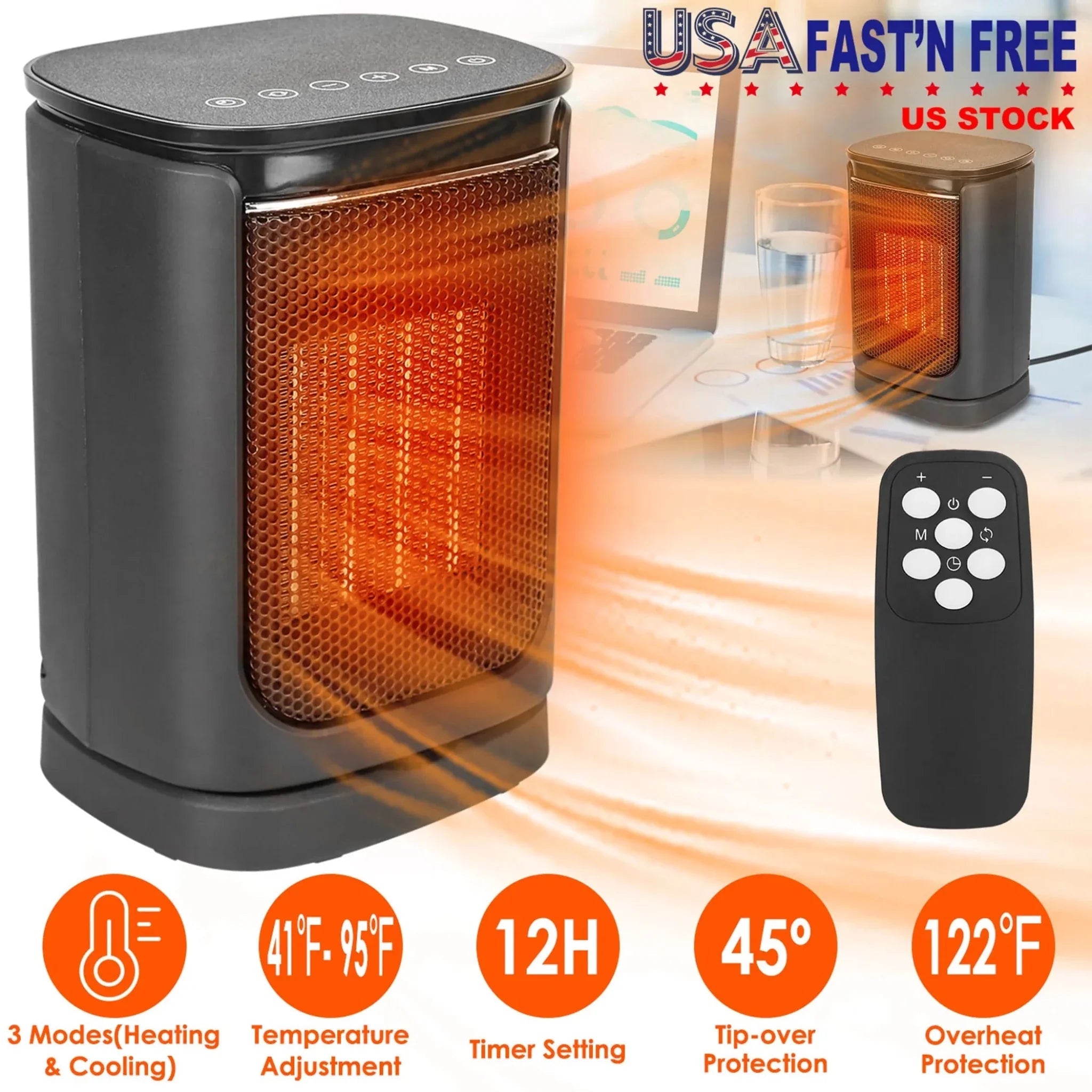 1500W Electric Space Heater Ceramic Heater Fan - Clinch River Fishing USA