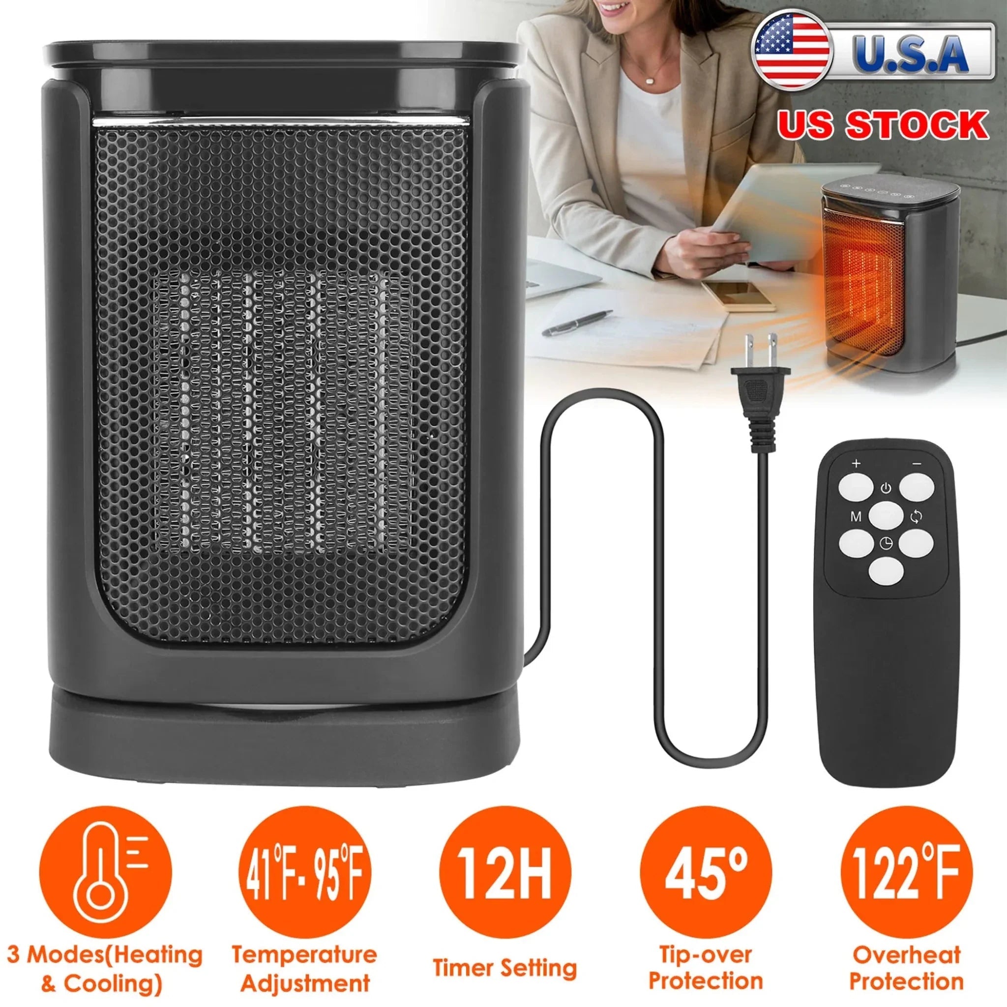 1500W Electric Space Heater Ceramic Heater Fan - Clinch River Fishing USA