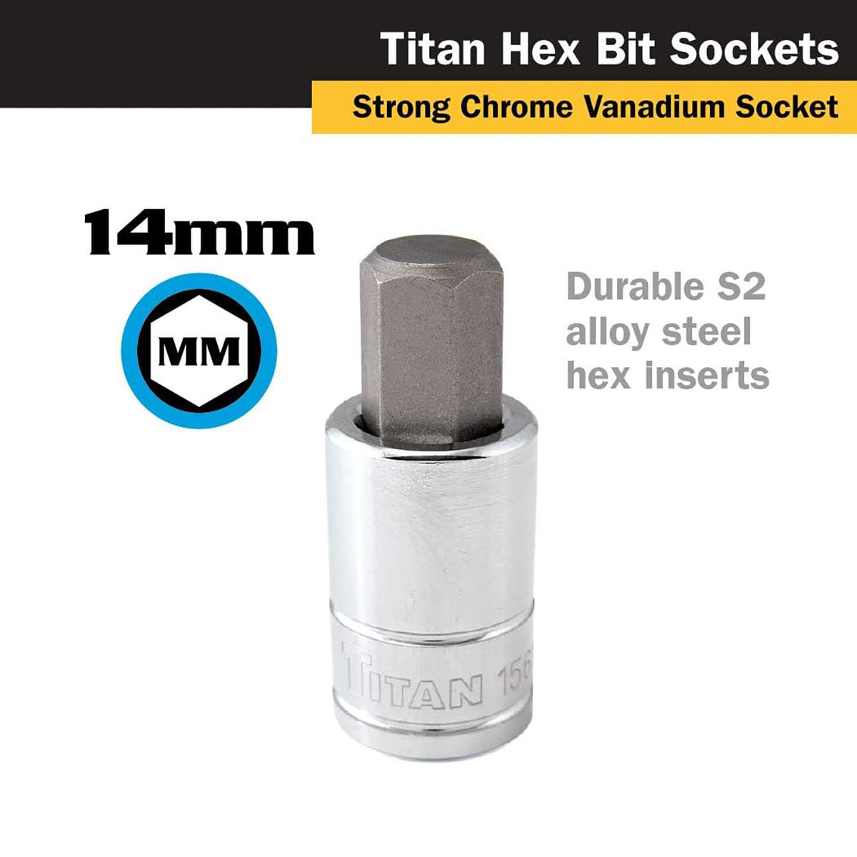 Titan 1/2" Drive - 14mm Hex Bit Socket
