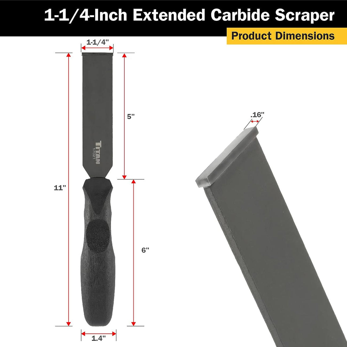Titan Extended Carbide Scraper 1-1/4" Wide Blade