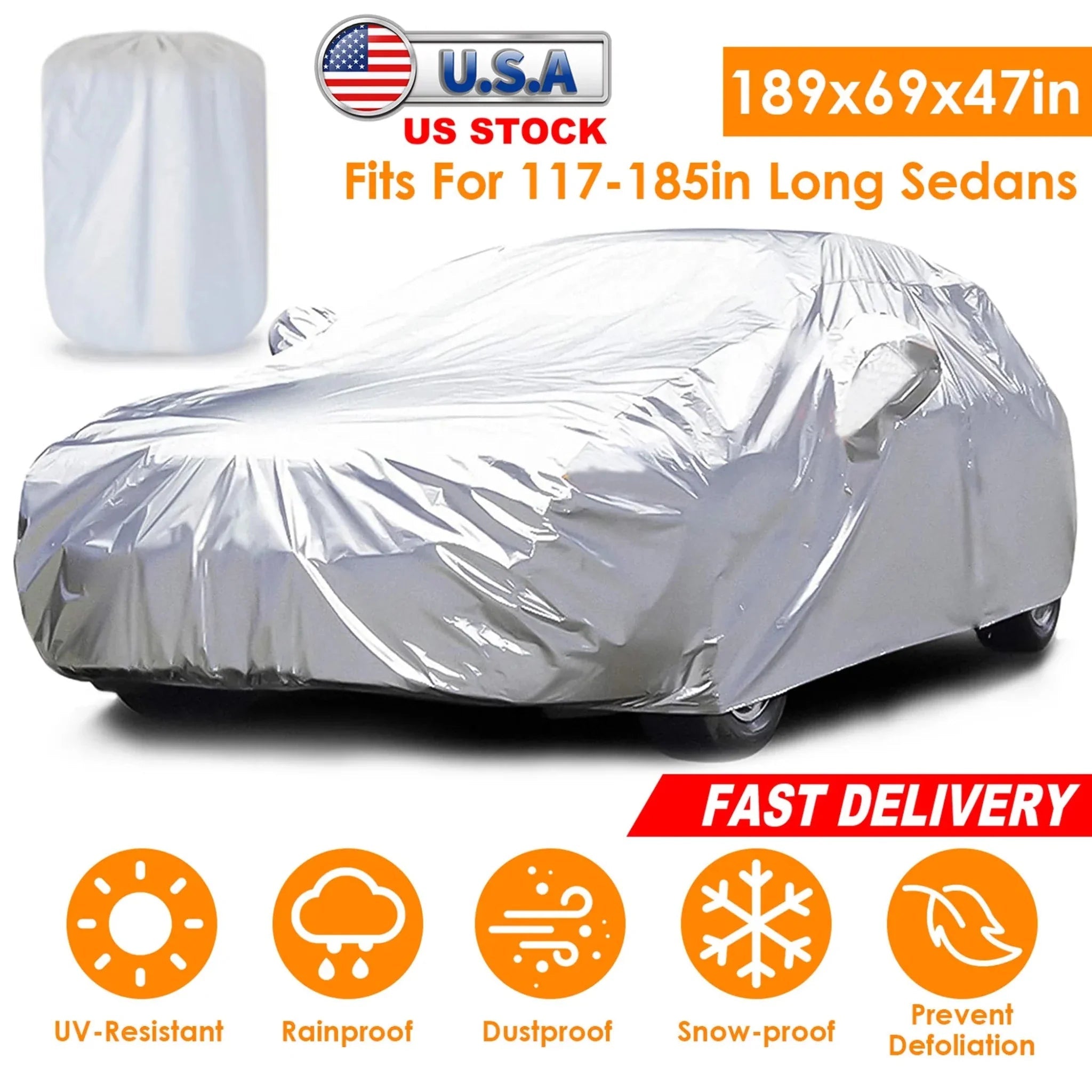 189x69x47in Full Car Cover - Clinch River Fishing USA