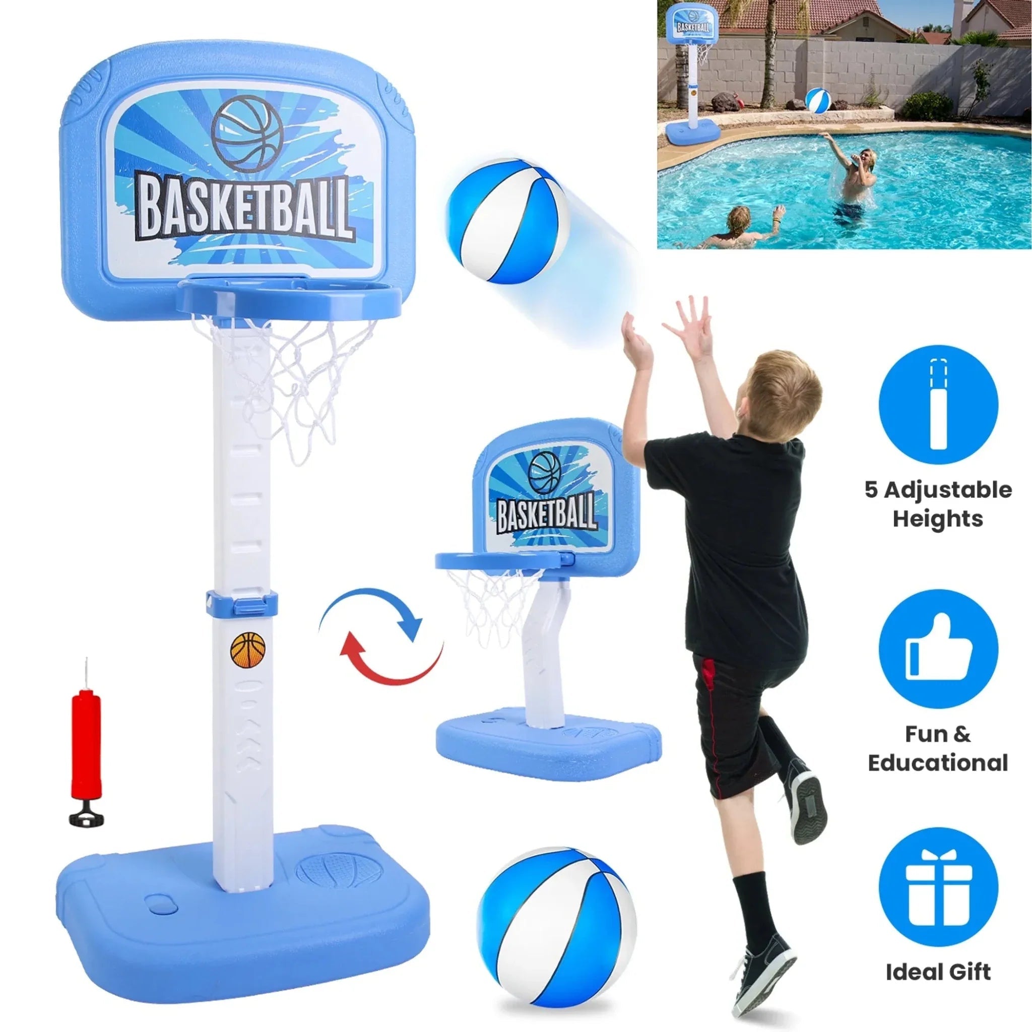 2 In 1 Poolside Basketball Game Set - Clinch River Fishing USA