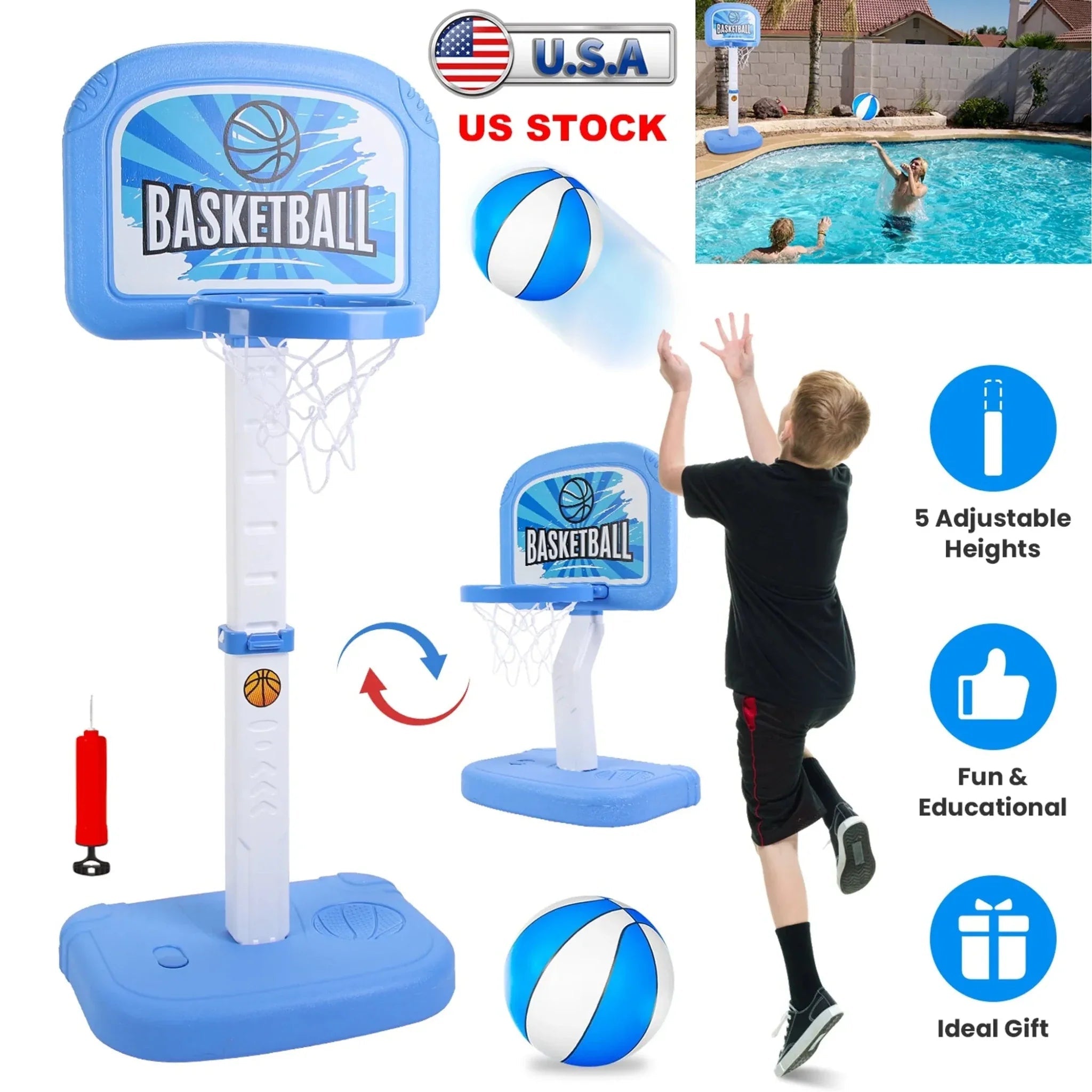 2 In 1 Poolside Basketball Game Set - Clinch River Fishing USA