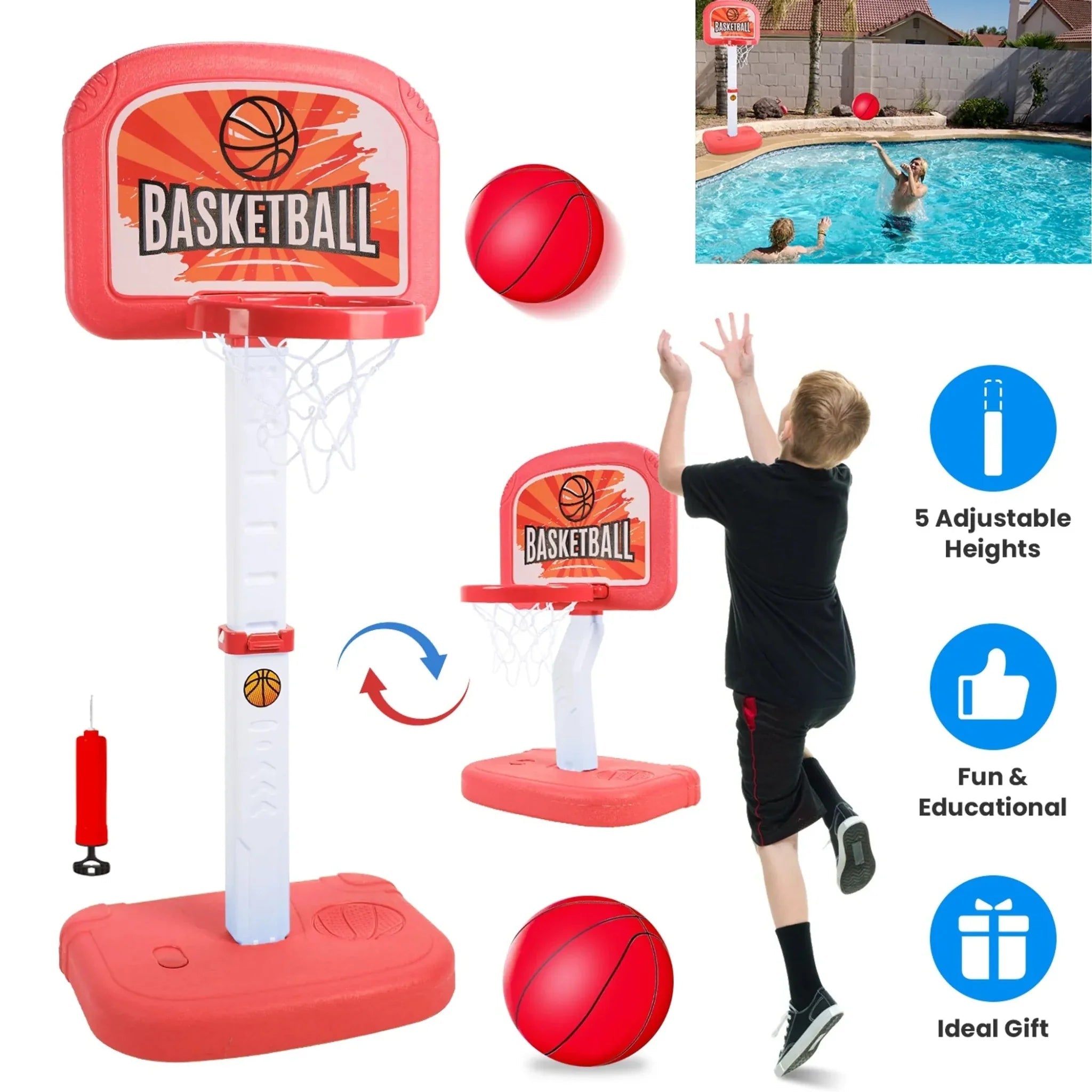 2 In 1 Poolside Basketball Game Set - Clinch River Fishing USA