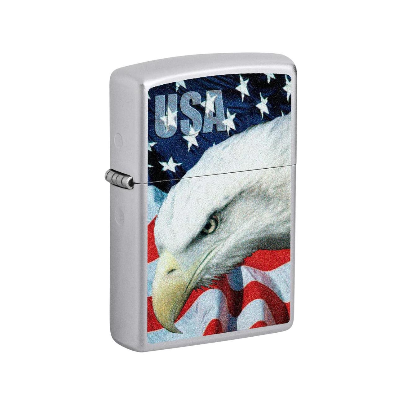 Zippo Windproof Lighter USA Flag and Eagle Imprinted Street Chrome