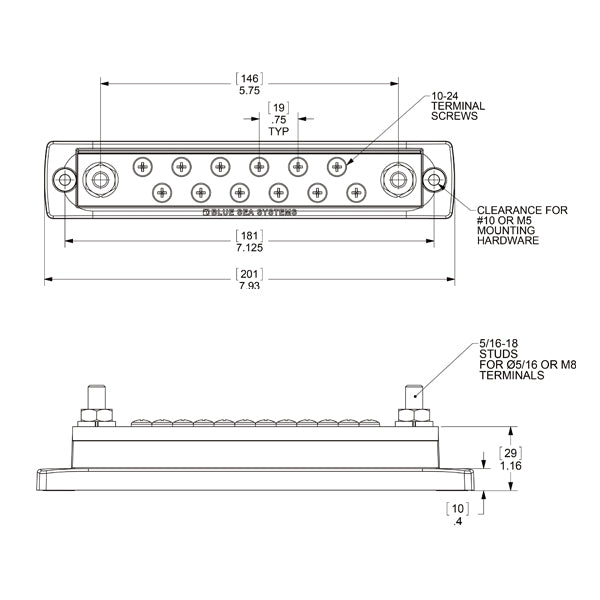 Blue Seas MAXIBUS 12 TERM 250A BUS BAR