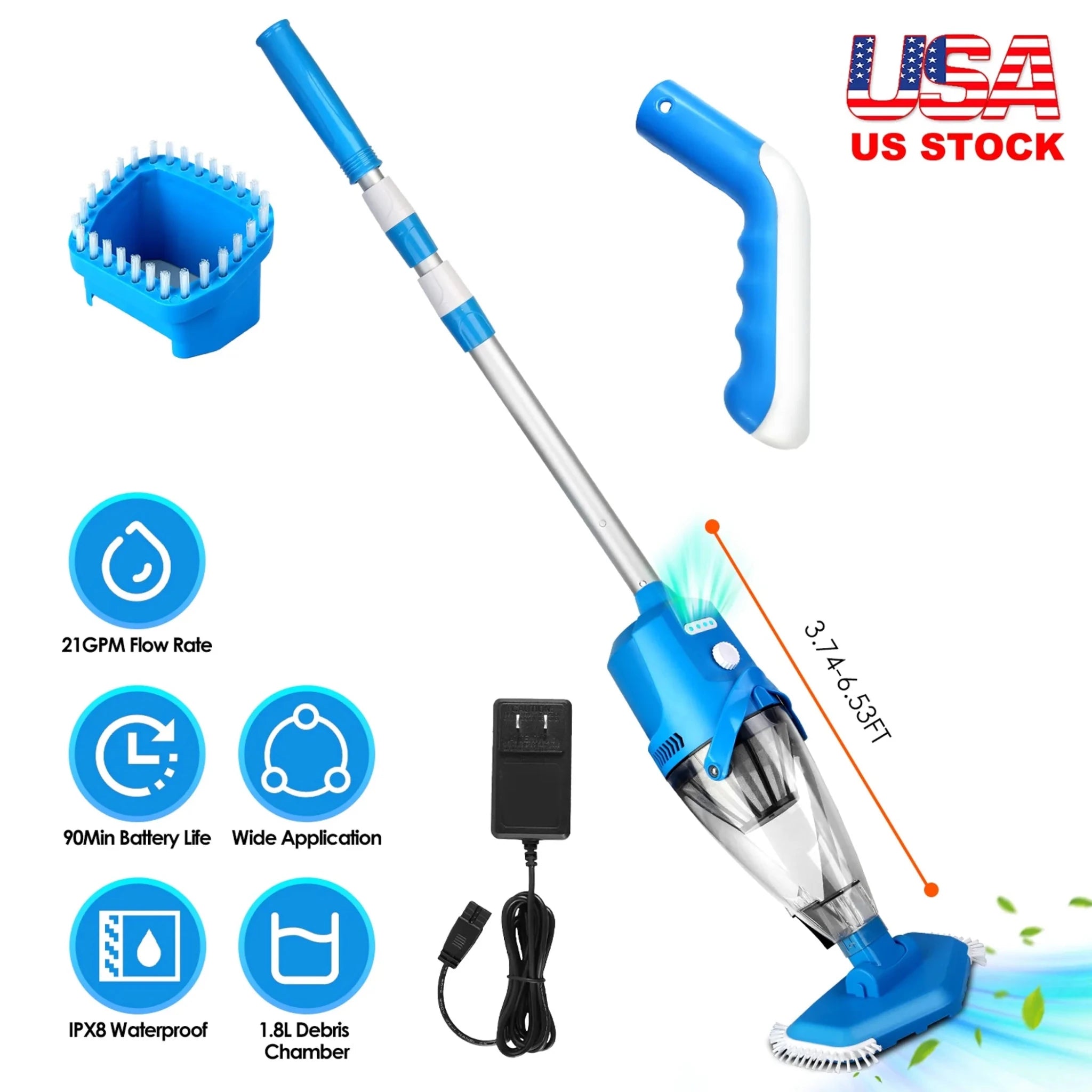 21GPM Cordless Pool Vacuum With Telescopic - Clinch River Fishing USA