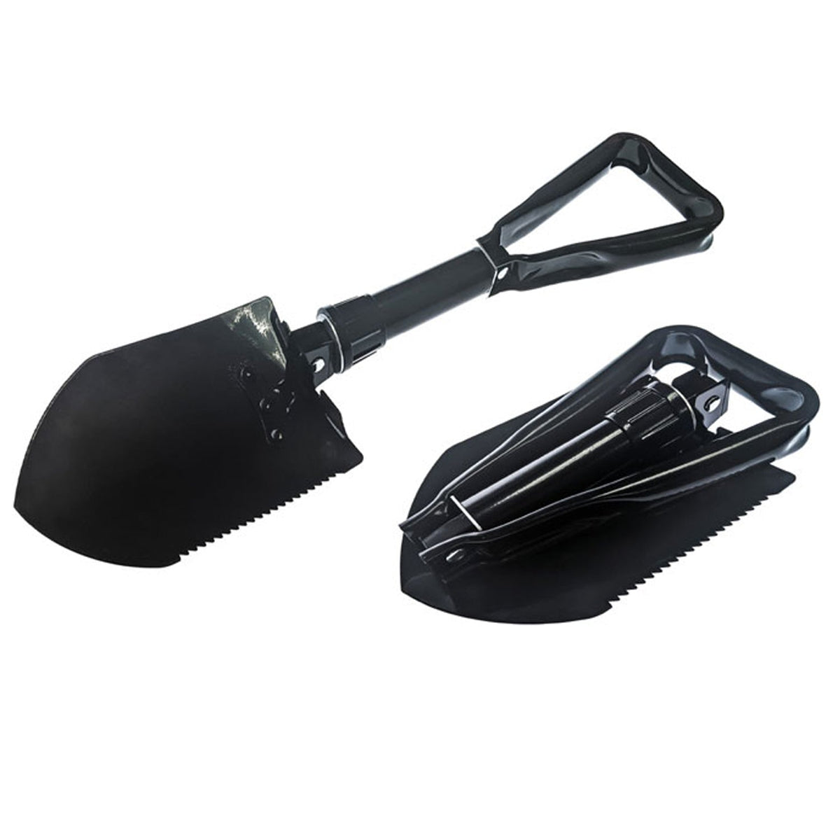 23 Black Tri - Fold Serrated Shovel W/Carrying Case - Clinch River Fishing USA