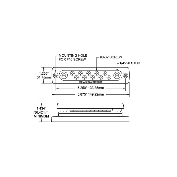Blue Seas Busbar 10 Gang W/Cover