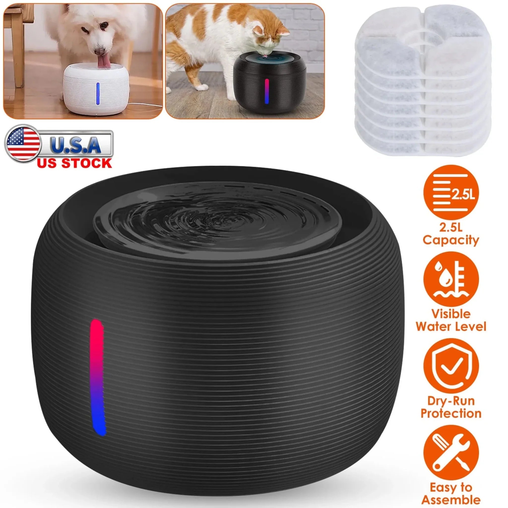 2.5L 84.54OZ Pet Water Fountain Smart Pet Drinking Fountain - Clinch River Fishing USA