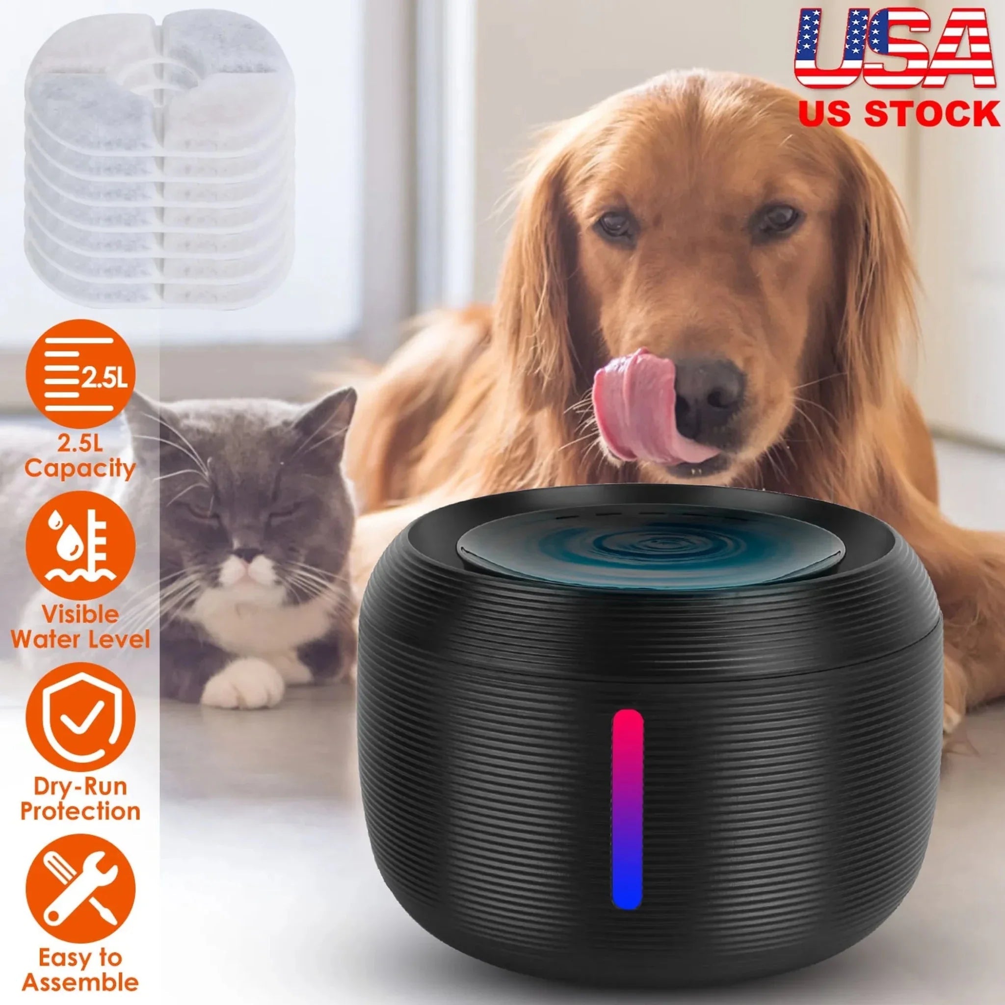 2.5L 84.54OZ Pet Water Fountain Smart Pet Drinking Fountain - Clinch River Fishing USA
