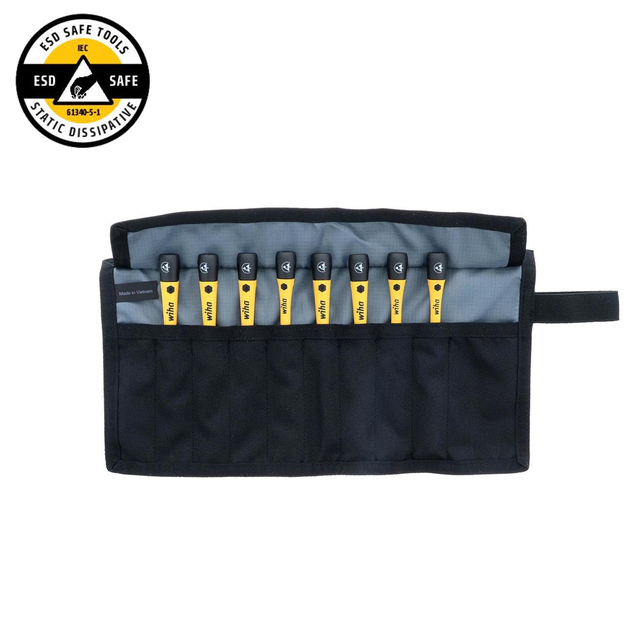 Wiha ESD Safe Picofinish Precision Screwdriver Slotted/Phillips Set in Pouch (8 Piece)