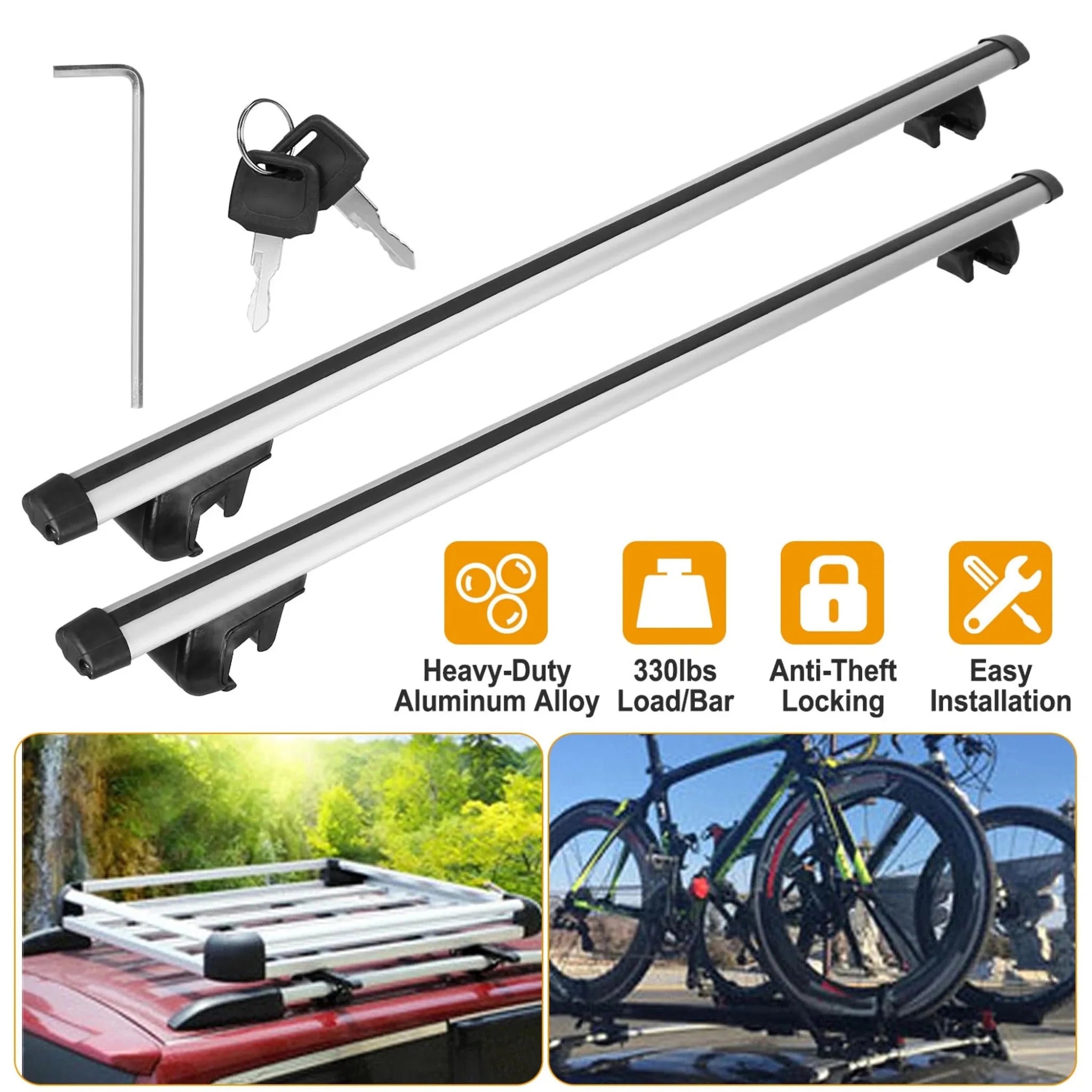 2Pcs Car Roof Top Crossbar Rack Aluminum Alloy - Clinch River Fishing USA