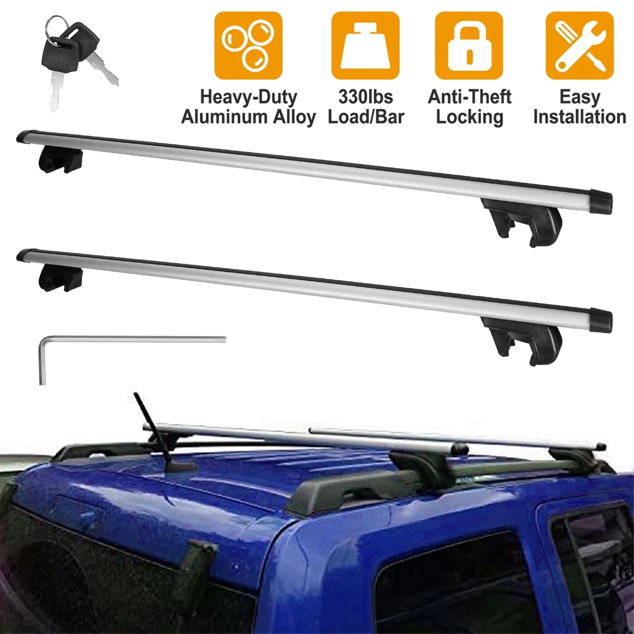 2Pcs Car Roof Top Crossbar Rack Aluminum Alloy - Clinch River Fishing USA