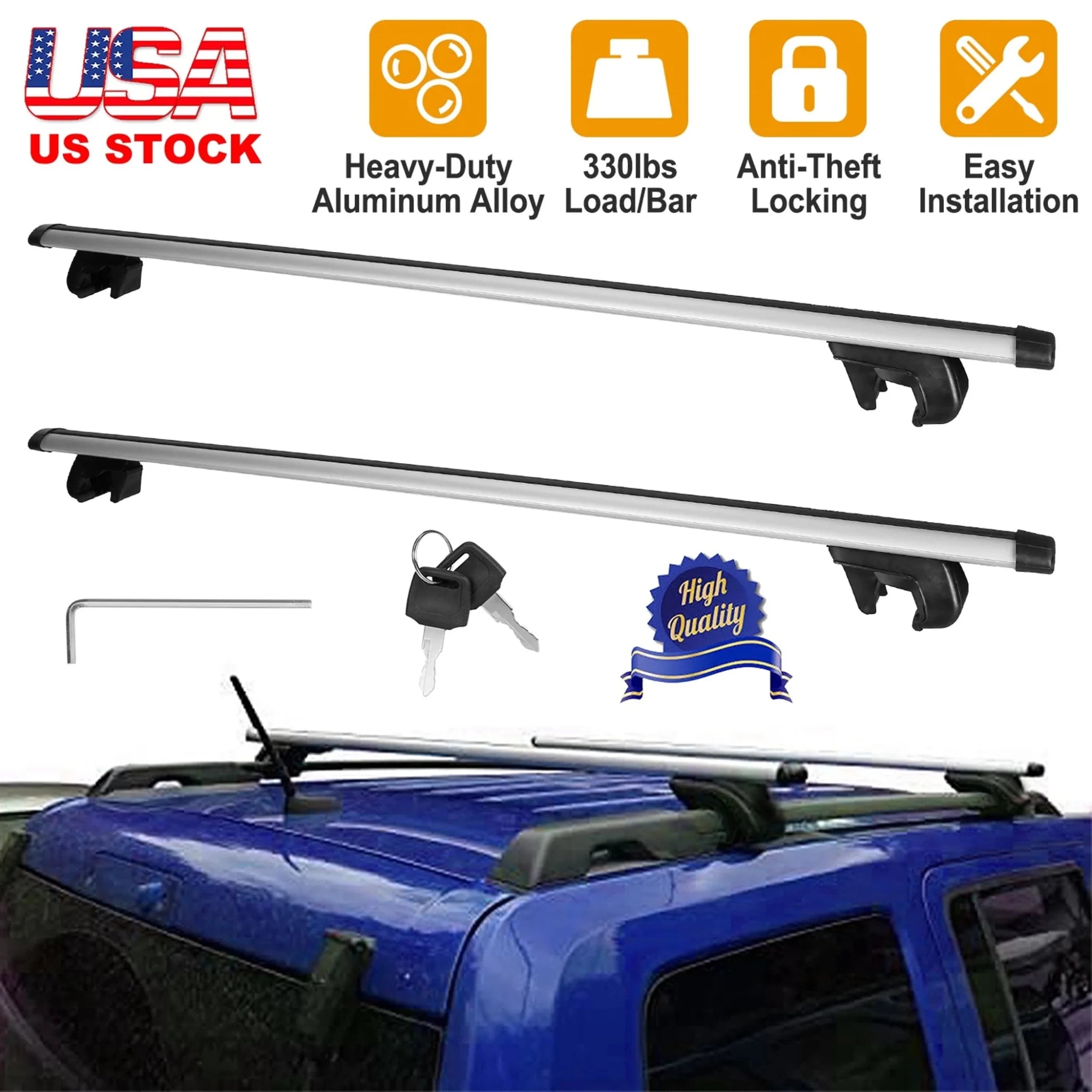 2Pcs Car Roof Top Crossbar Rack Aluminum Alloy - Clinch River Fishing USA
