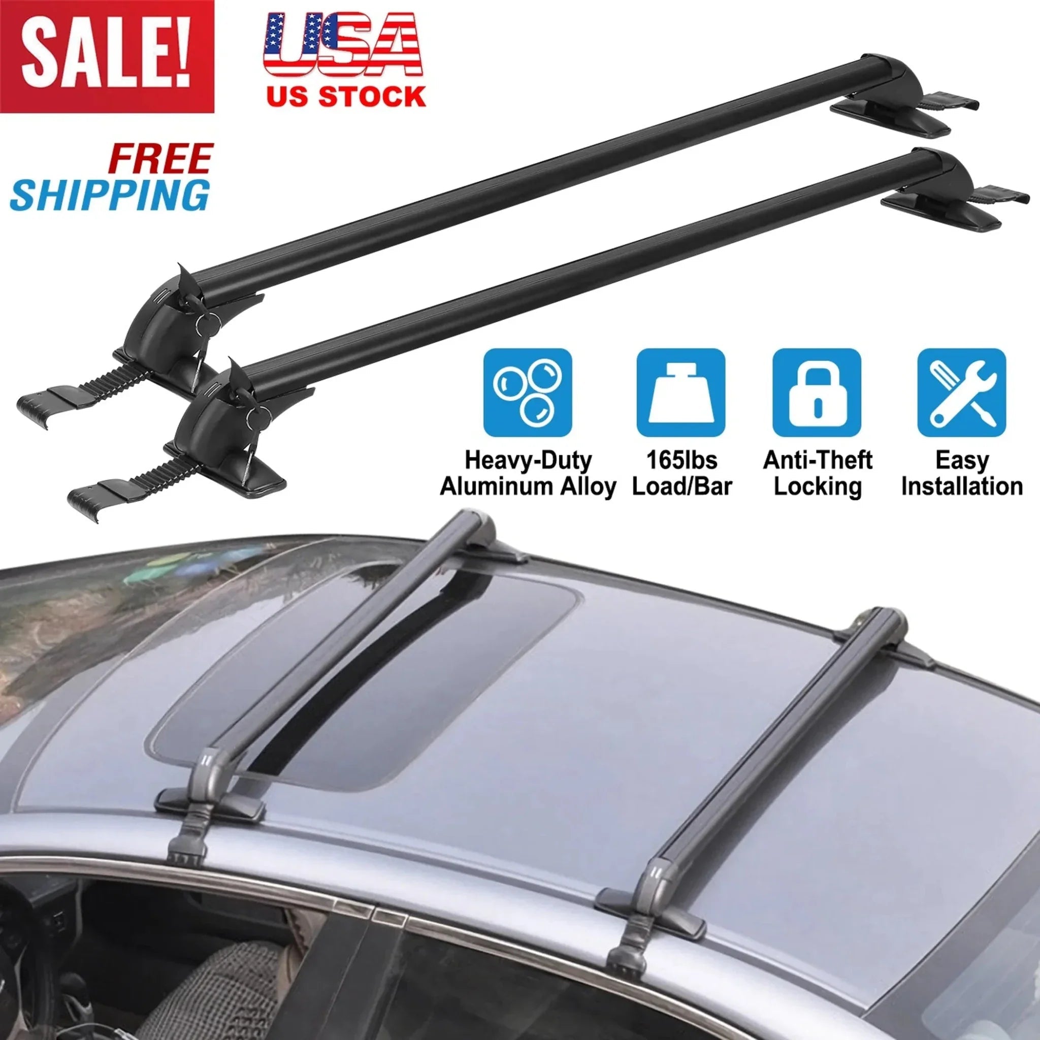 2PCS Universal 110cm/43-inch Car Roof Rack Cross Bar - Clinch River Fishing USA