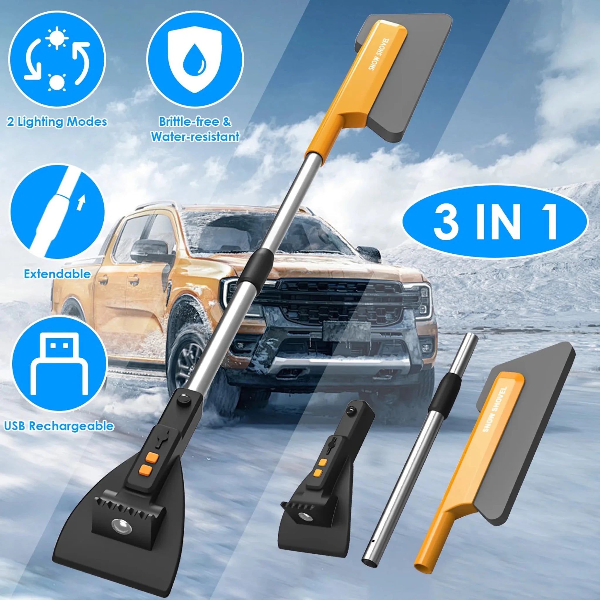3 In 1 Car Snow Removal Shovel - Clinch River Fishing USA