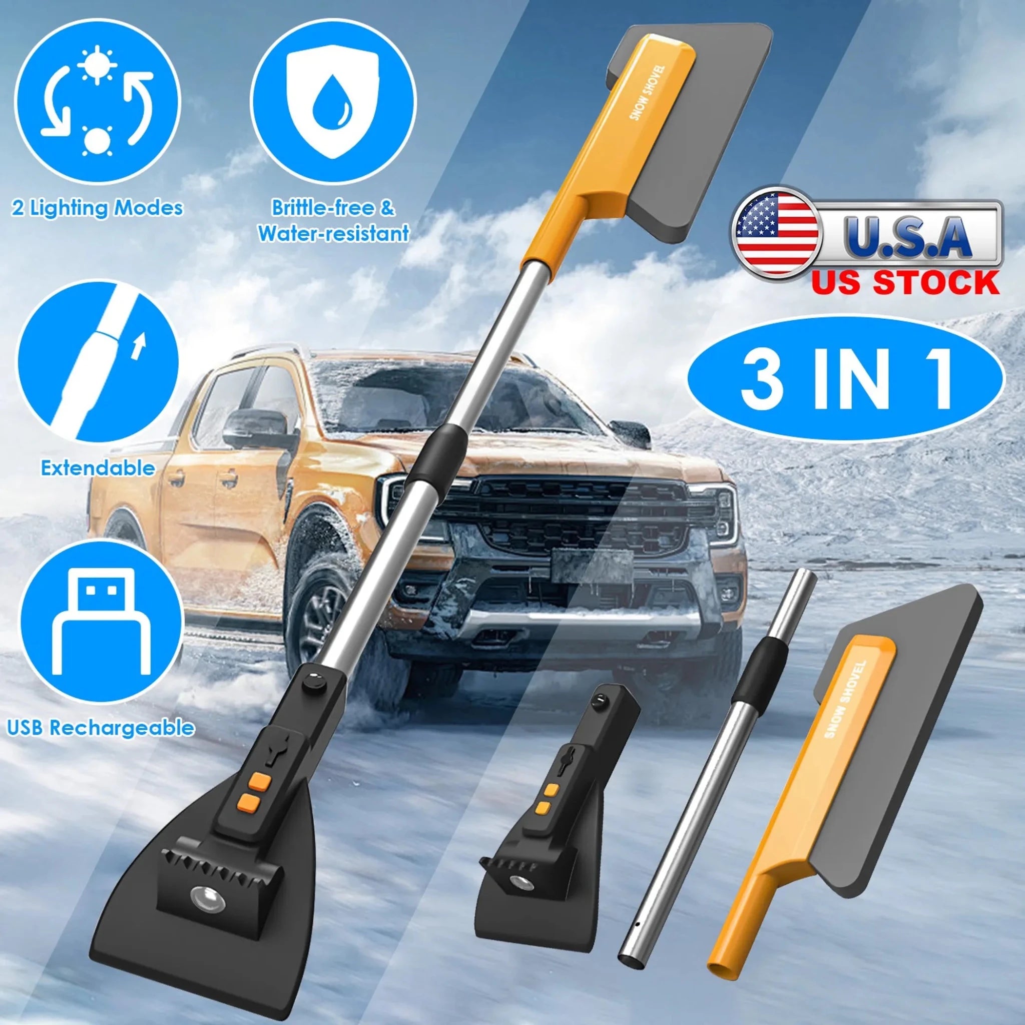 3 In 1 Car Snow Removal Shovel - Clinch River Fishing USA