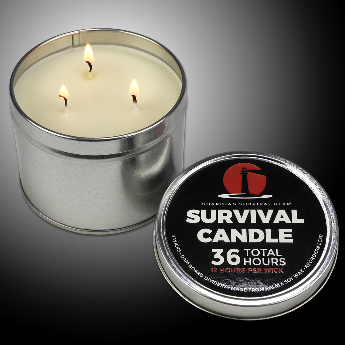3 Wick 36 Hour Emergency Candle - Clinch River Fishing USA