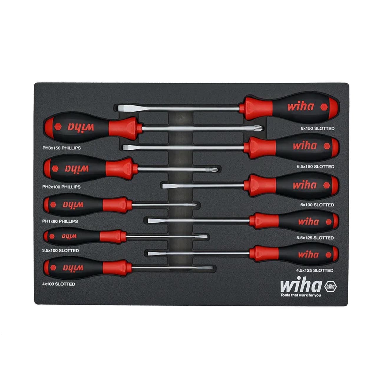 Wiha SoftFinish Cushion Grip Screwdriver Tray Set (10-Piece)
