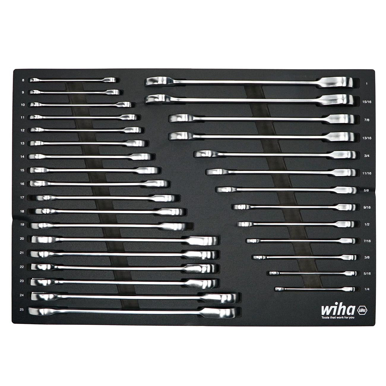 Wiha Ratcheting Wrench Tray Set - SAE and Metric (31-Piece)