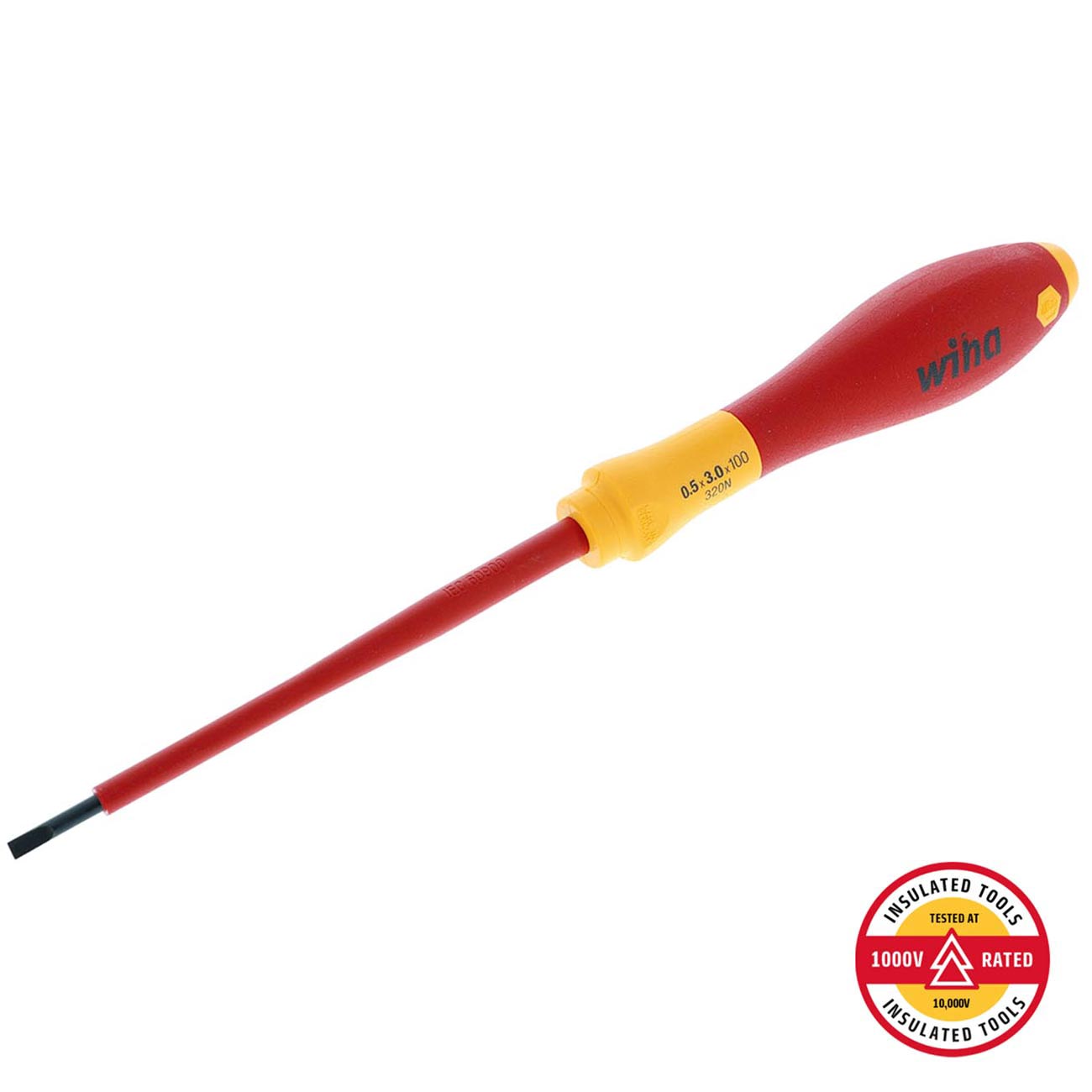 Wiha Insulated SoftFinish Slotted Screwdriver 3mm (1/8GÇ¦) x 100mm